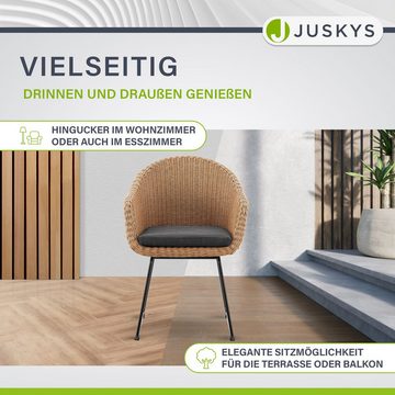 Juskys Gartenstuhl Cody (2 St), Rattan Korbsessel 2er Set, modern, Indoor & Outdoor, mit Kissen