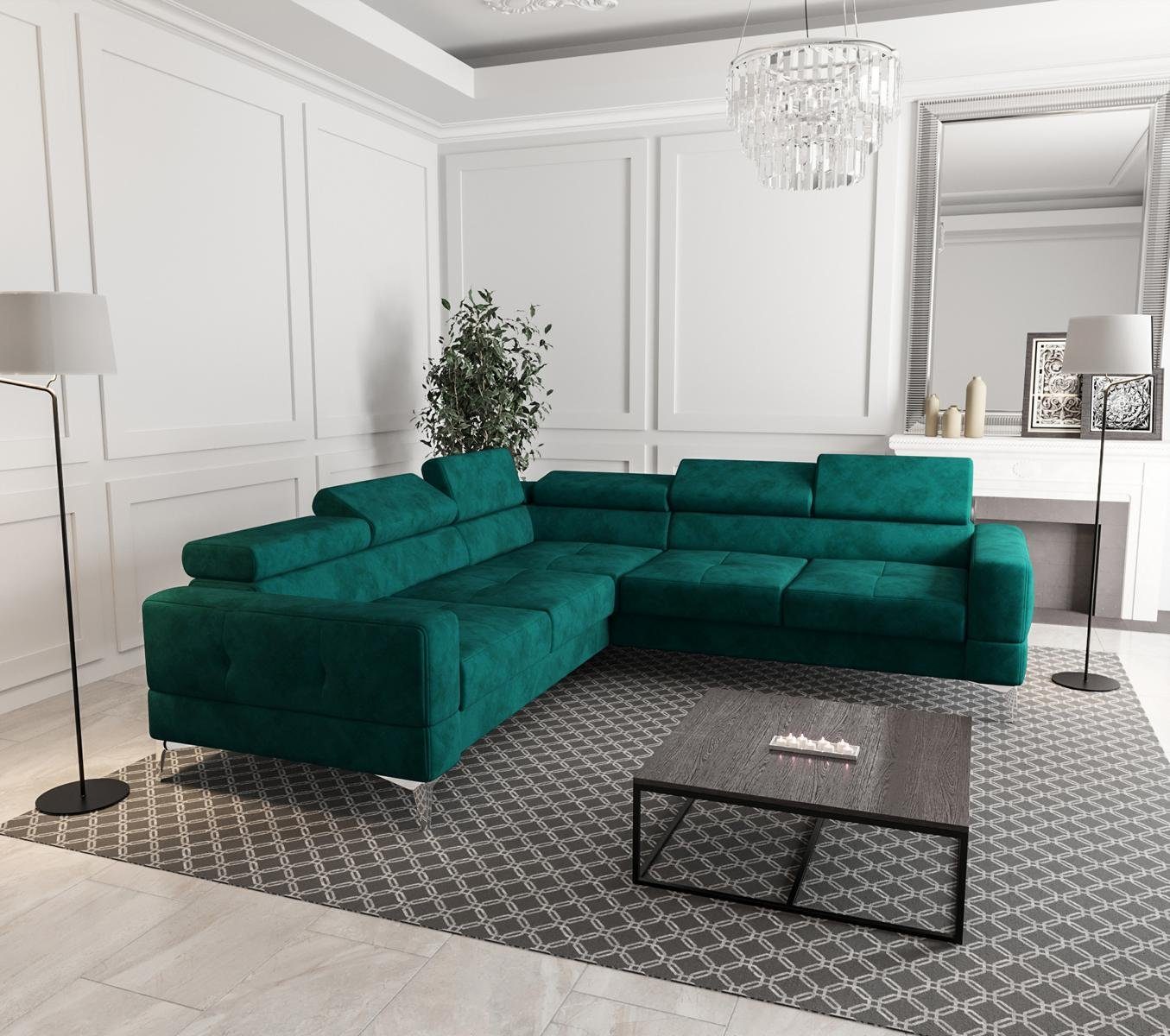 JVmoebel Ecksofa, Ecksofa Wohnzimmer L Form Sofas Couch Design Polsterung Textil Blau