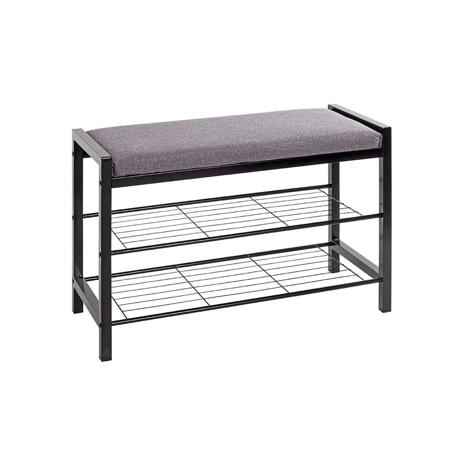 HAKU Schuhbank ENYA Bank Grau-schwarz - Metall, Textilgewebe - H. 50cm x B. 75cm (1xSchuhbank, Schuhhocker - Schuhmöbel), Schuhbank aus Metall, Flurbank, Garderobenbank, Sitzbank