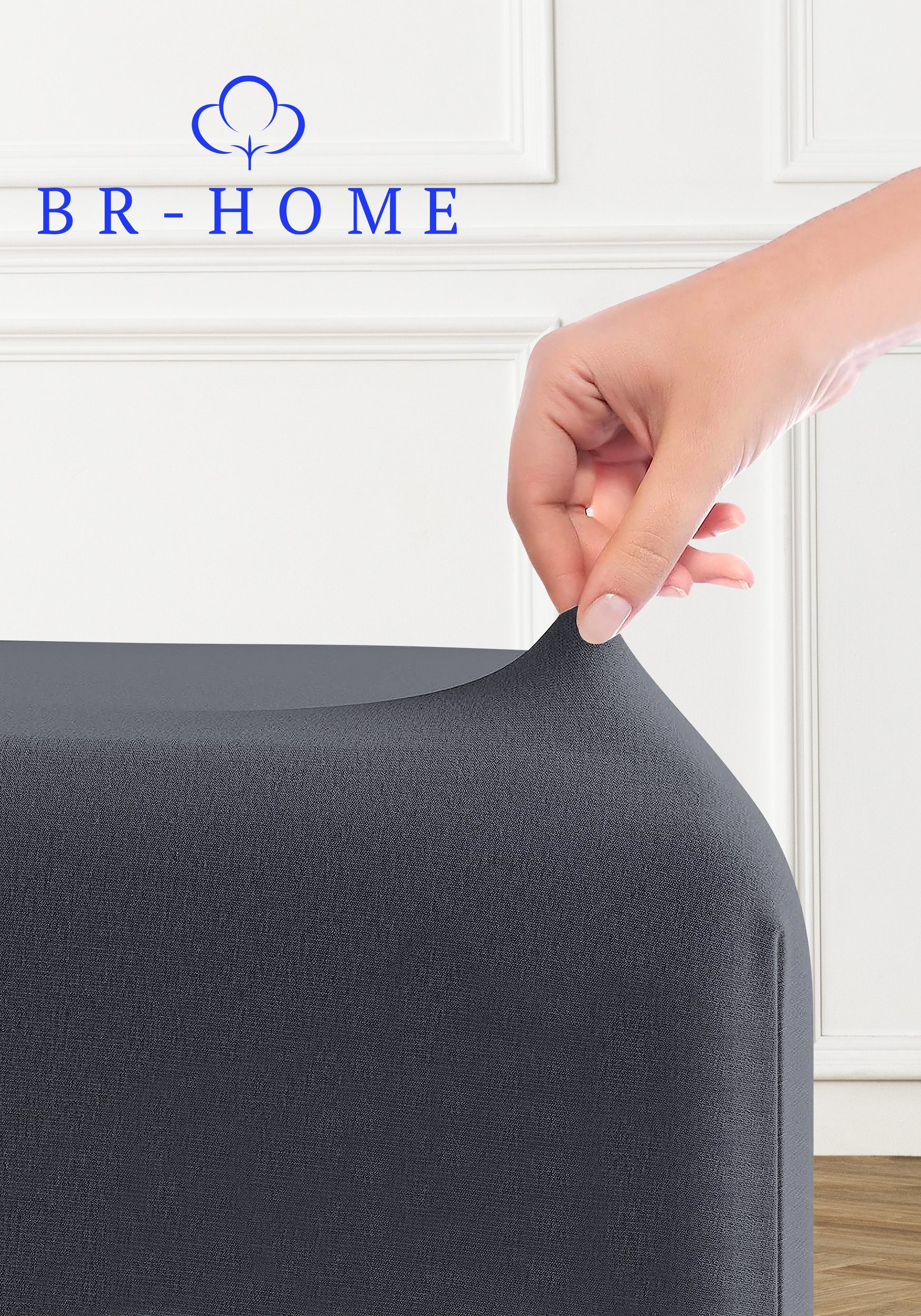 BR-Home Spannbettlaken bis zu 25cm, 100% Baumwolle Jersey Bettlaken, Spannbetttuch 145 g/m², Gummizug: rundum, (1 Stück), Rundumgummi, Atmungsaktiv – Bild 2 von 5
