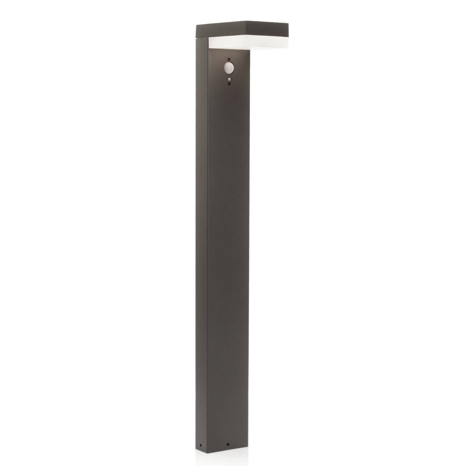 Lindby Außen-Stehlampe Chioma, LED, Edelstahl Alu warmweiß IP44mit Bewegungsmelder, 1 x 6 W LED, warmweiß