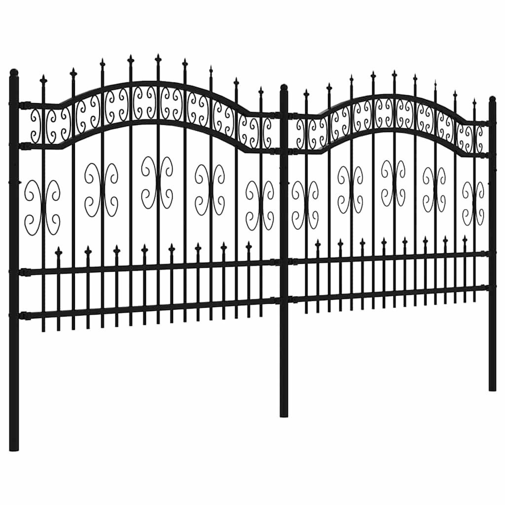 furnicato Zaun Gartenzaun Kampen 240x140 cm Schwarz Pulverbeschichteter Stahl, (1-St)