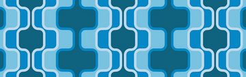 wandmotiv24 Küchenrückwand Retromuster Blau Muster, (1-tlg), Premium Hartschaum Nischenrückwand in versch. Größen