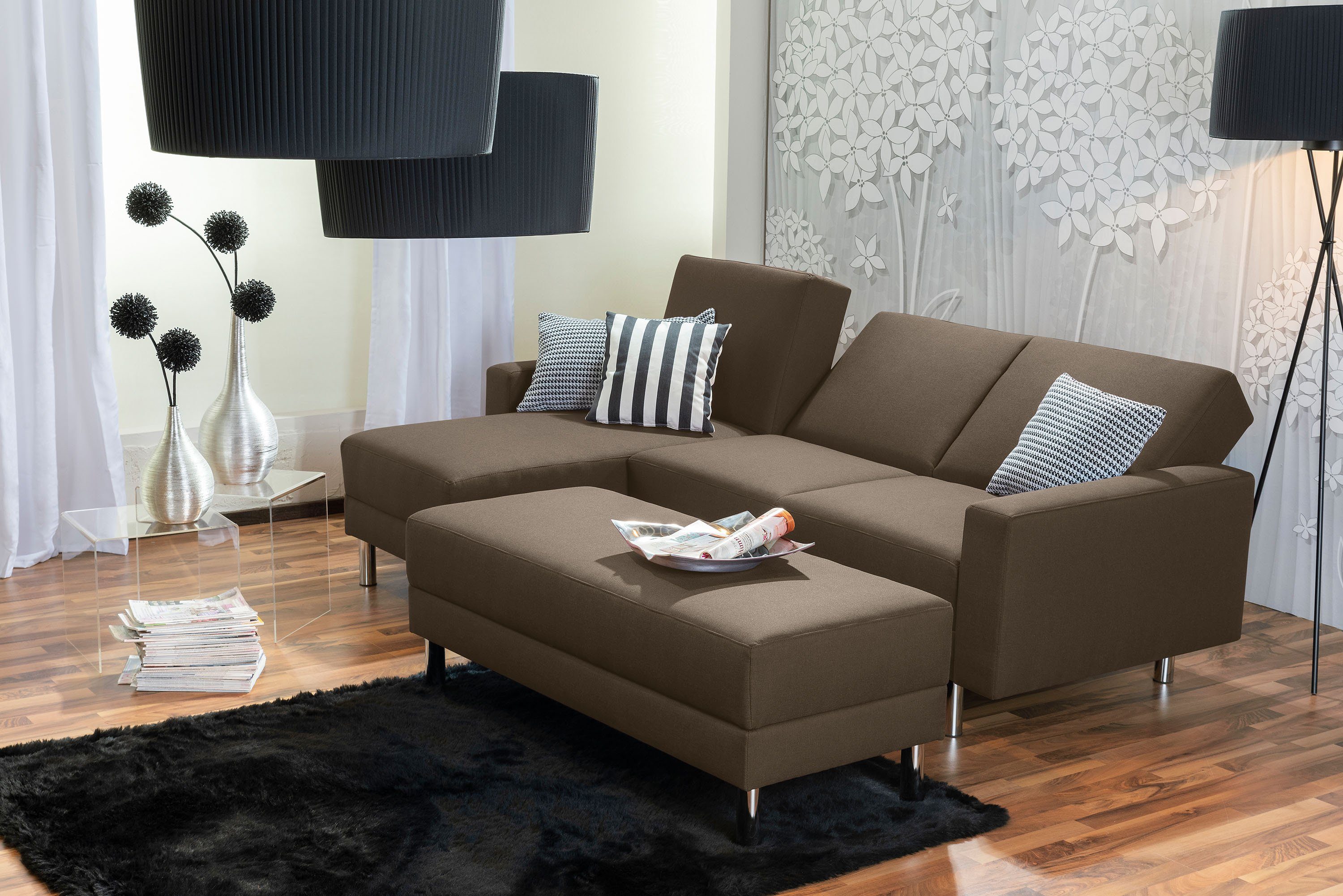 Max Winzer® Ecksofa Just Fashion, Funktionssofa mit Hocker