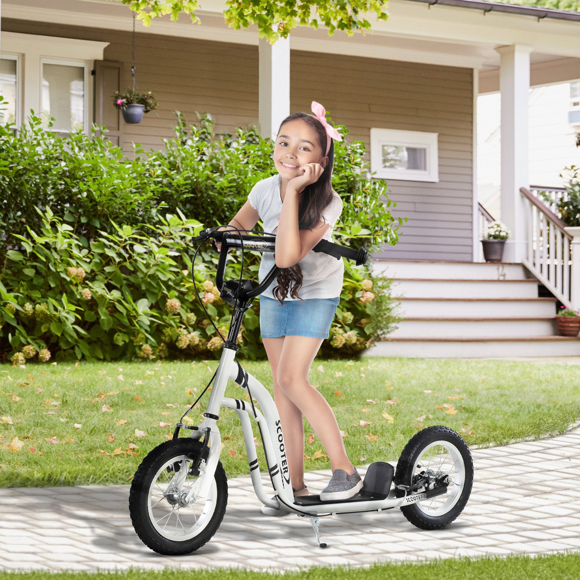 HOMCOM Скутеры Kinderscooter Tretroller Городской скутер Gummi Aluminium Weiß, (Kinderscooter, 1 tlg., Tretroller), 120L x 58B x 85-95H cm