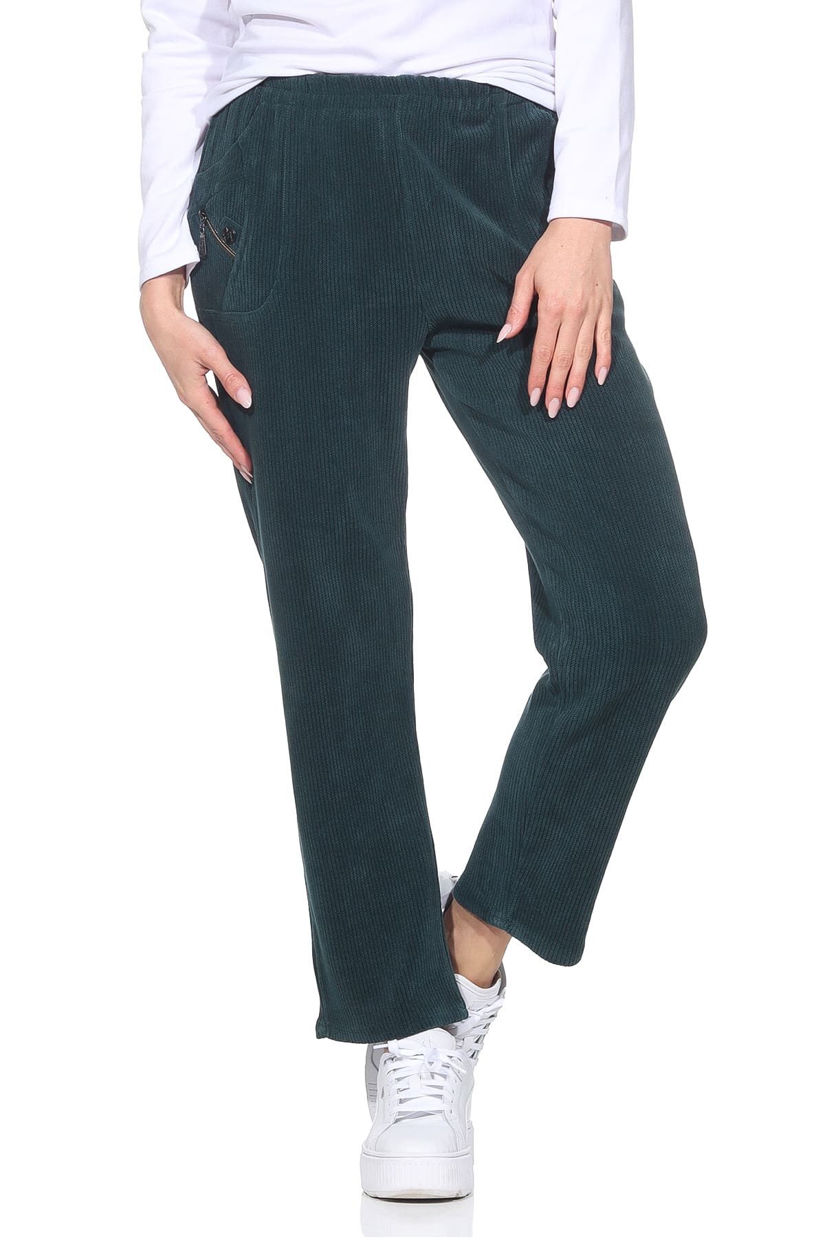 Cherry Berry Cordhose Stretchhose Damen Weiche Cord Schlupfhose Kurzgröße Kurzgröße, elastischer Bund, Unifarben – Bild 4 von 5