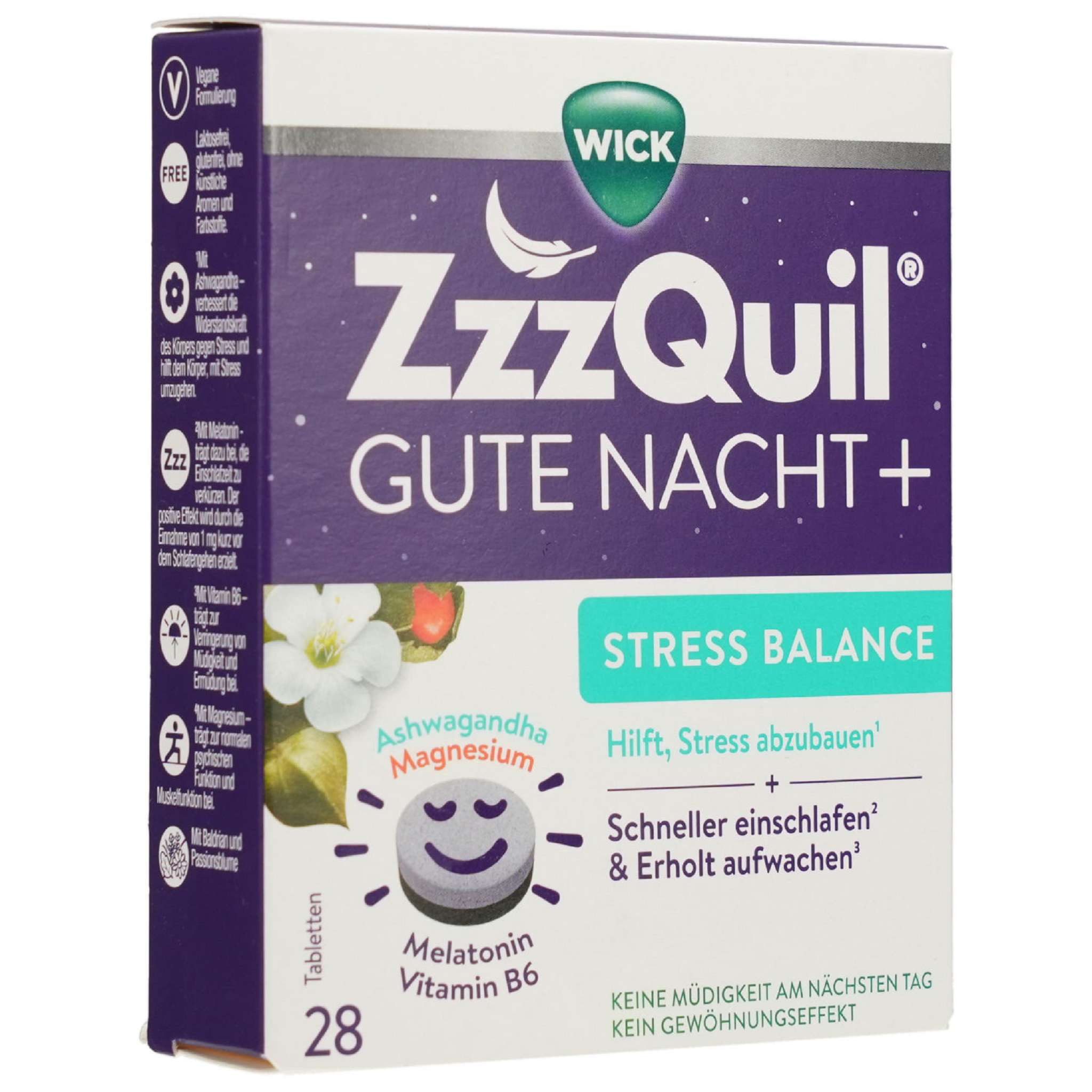 WICK WICK ZzzQuil Gute Nacht+ Stress Balance Tabletten