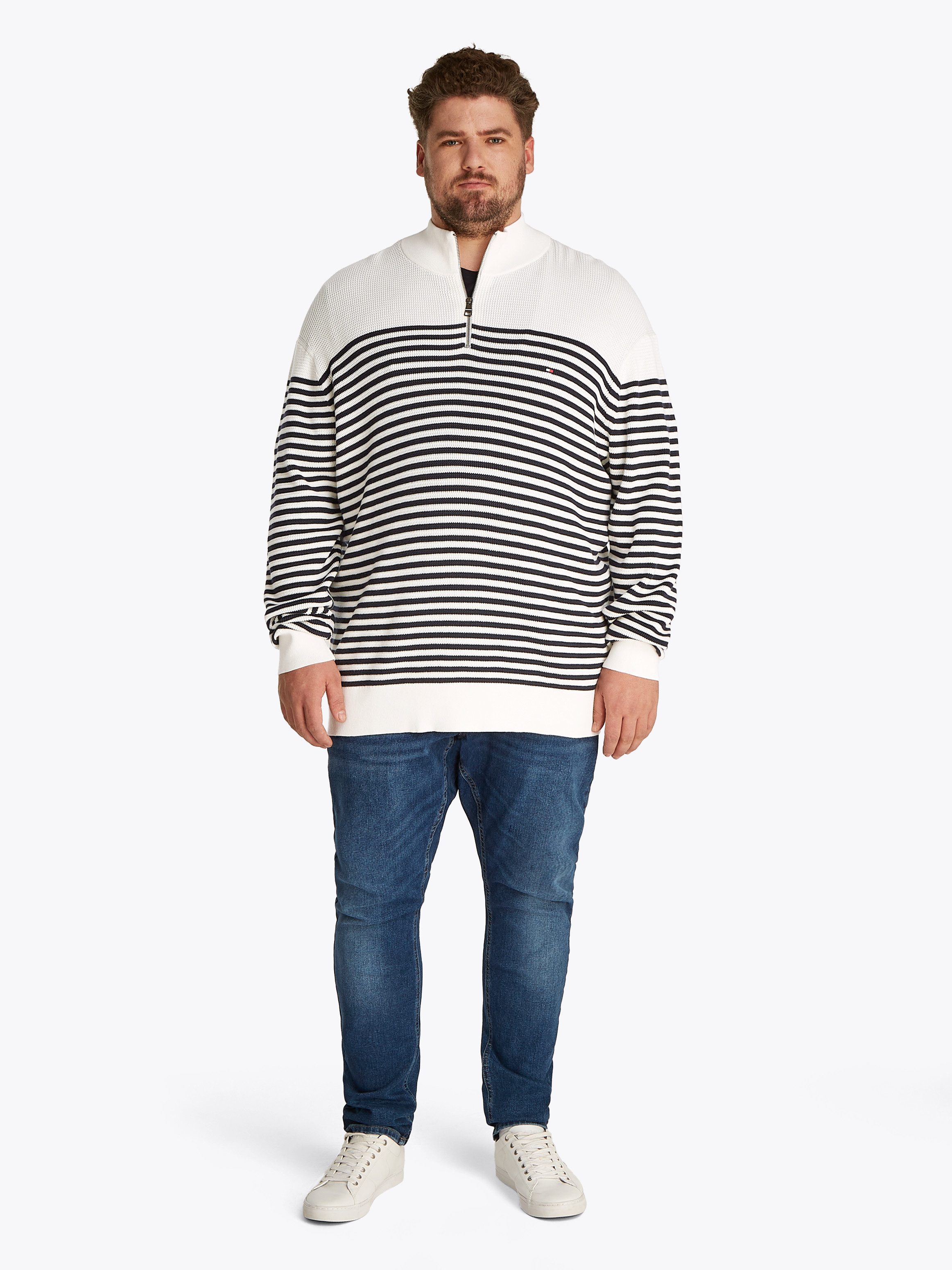 Tommy Hilfiger Big & Tall Troyer BT-RACKING STRUCTURE ZIP MOCK-B Große Größen, mit feiner Struktur