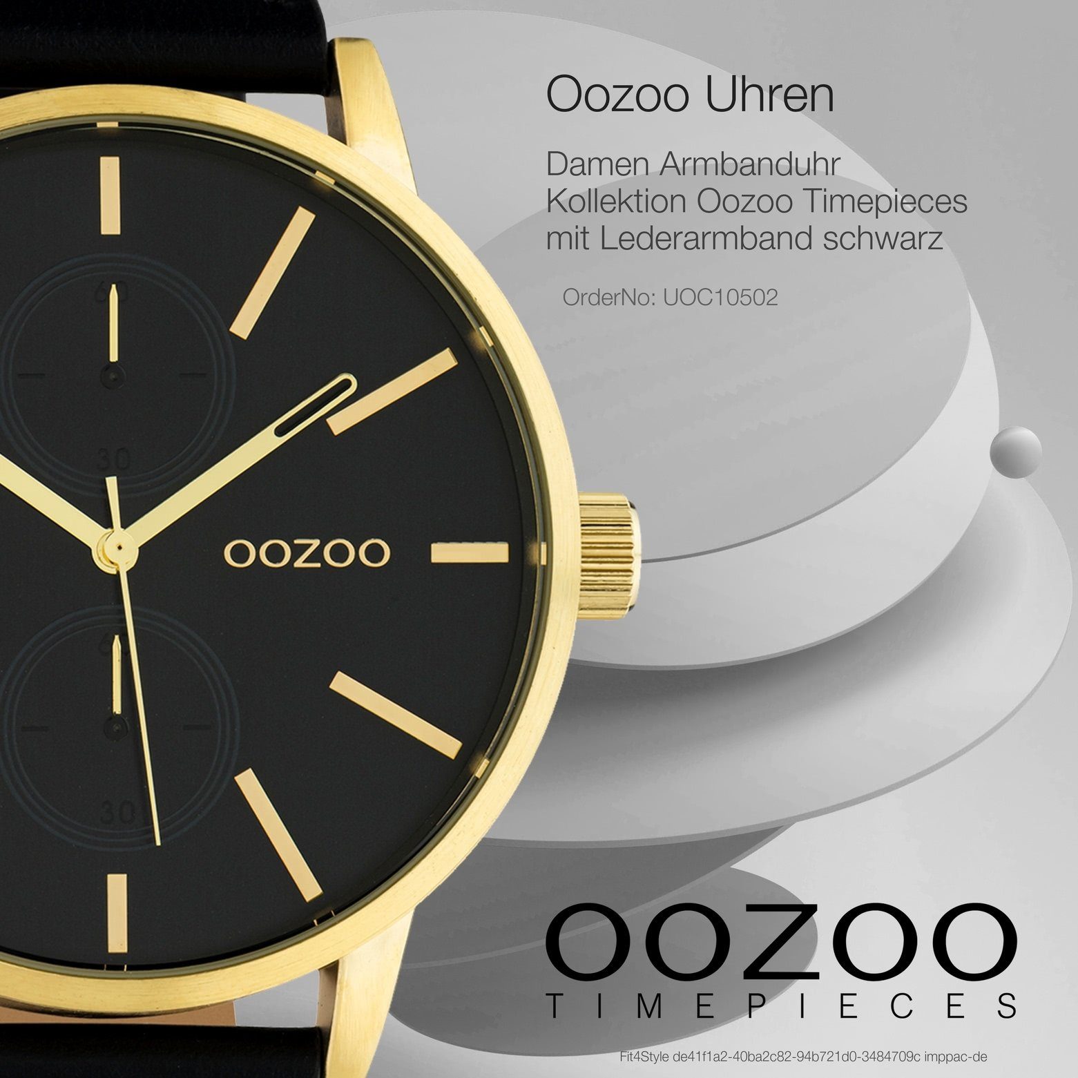 Oozoo Herrenuhr FashionStyle rund, Quarzuhr 50mm) (ca Unisex Analog, schwarz Damen, Armbanduhr extra Lederarmband, groß OOZOO