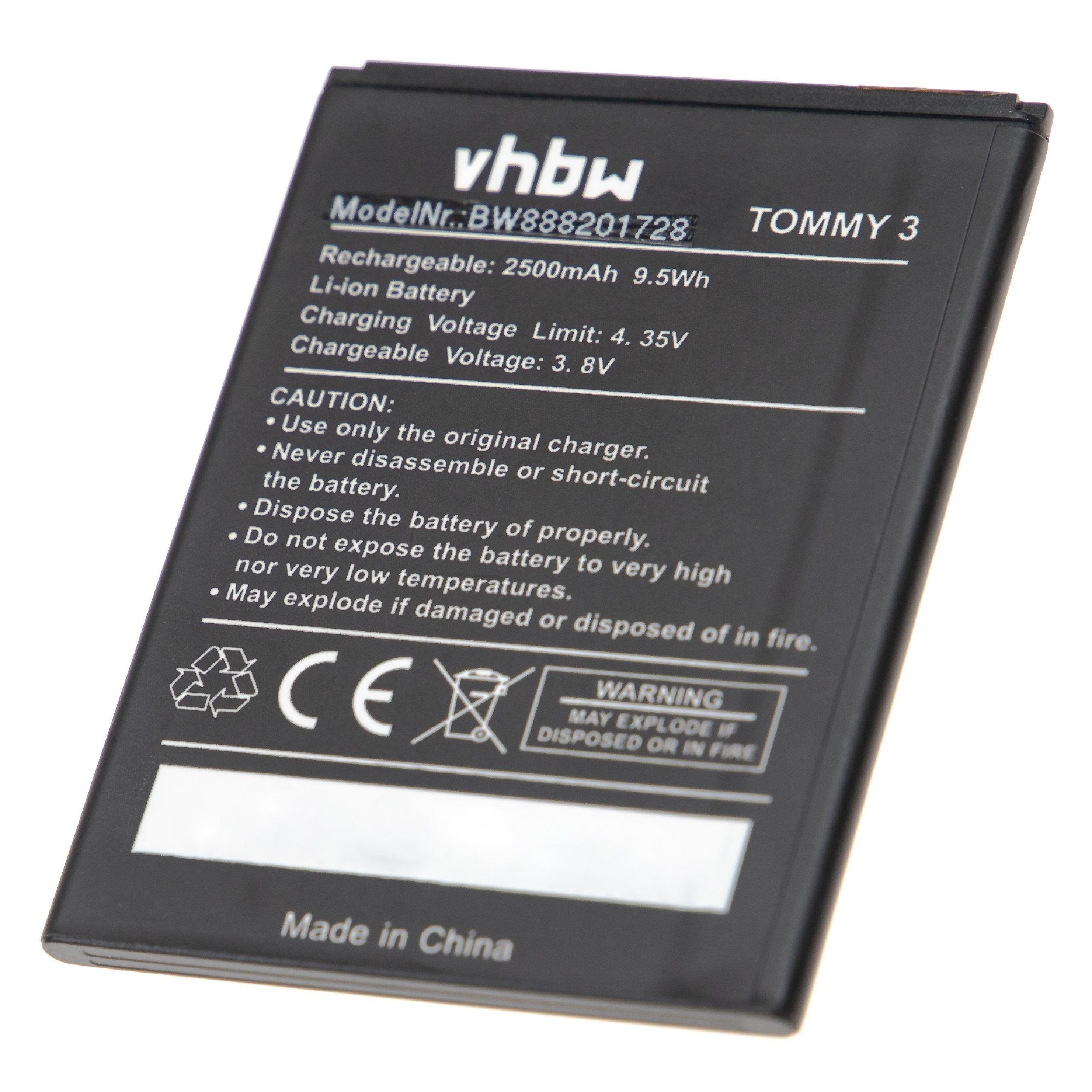 Tommy kompatibel mit (3,8 3 Smartphone-Akku V) Li-Ion Wiko 2500 vhbw mAh