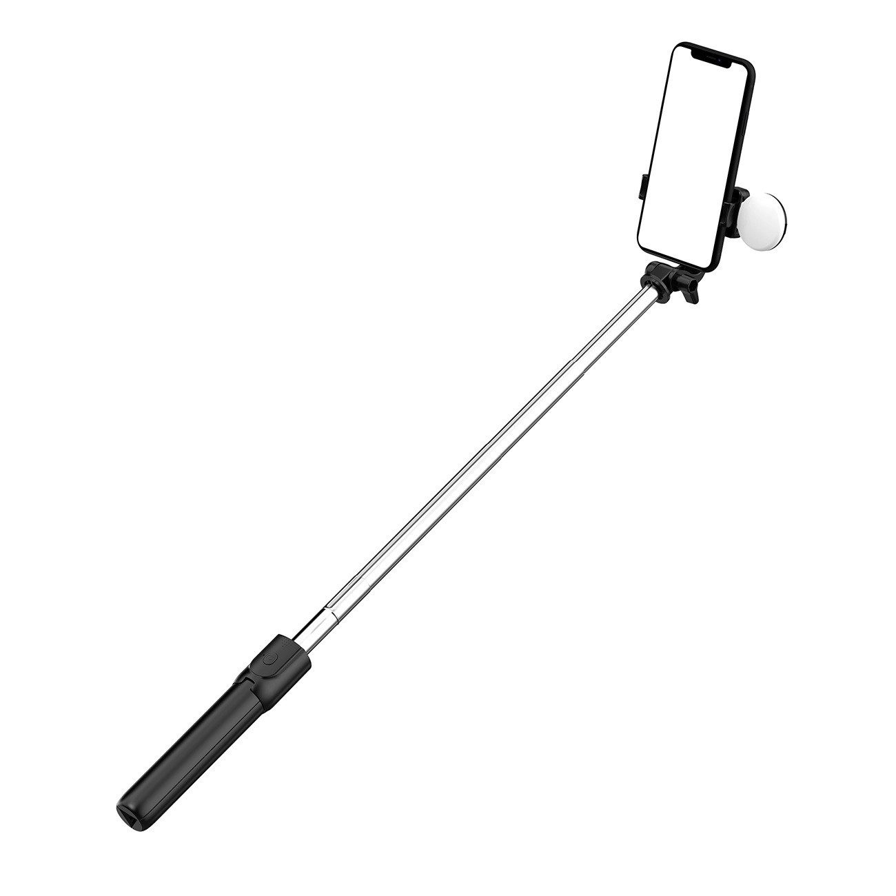 Selfie-Stick Selfie-Stick Teleskopstativ 1 m mit runder Lampe und Telefonhalter