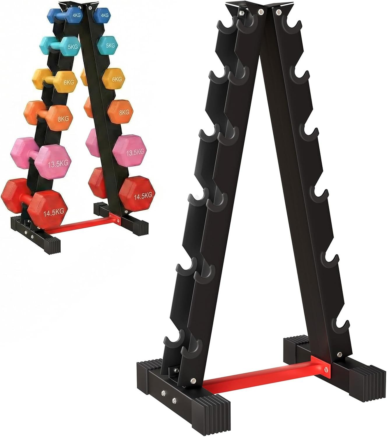 TLGREEN Kurzhantelständer,6‑Lagen‑Hantelgestell, (A‑förmige Dreiecksstruktur,Tragfähigkeit 300 kg), Für Zuhause & gewerbliche Nutzung