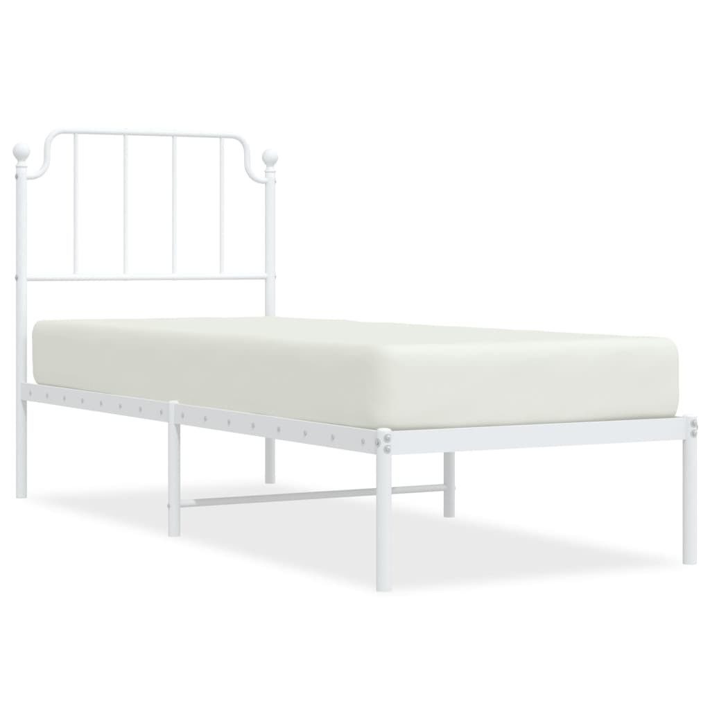 vidaXL Bett Metallbett ohne Matratze mit Kopfteil Weiß 75x190 cm günstig online kaufen