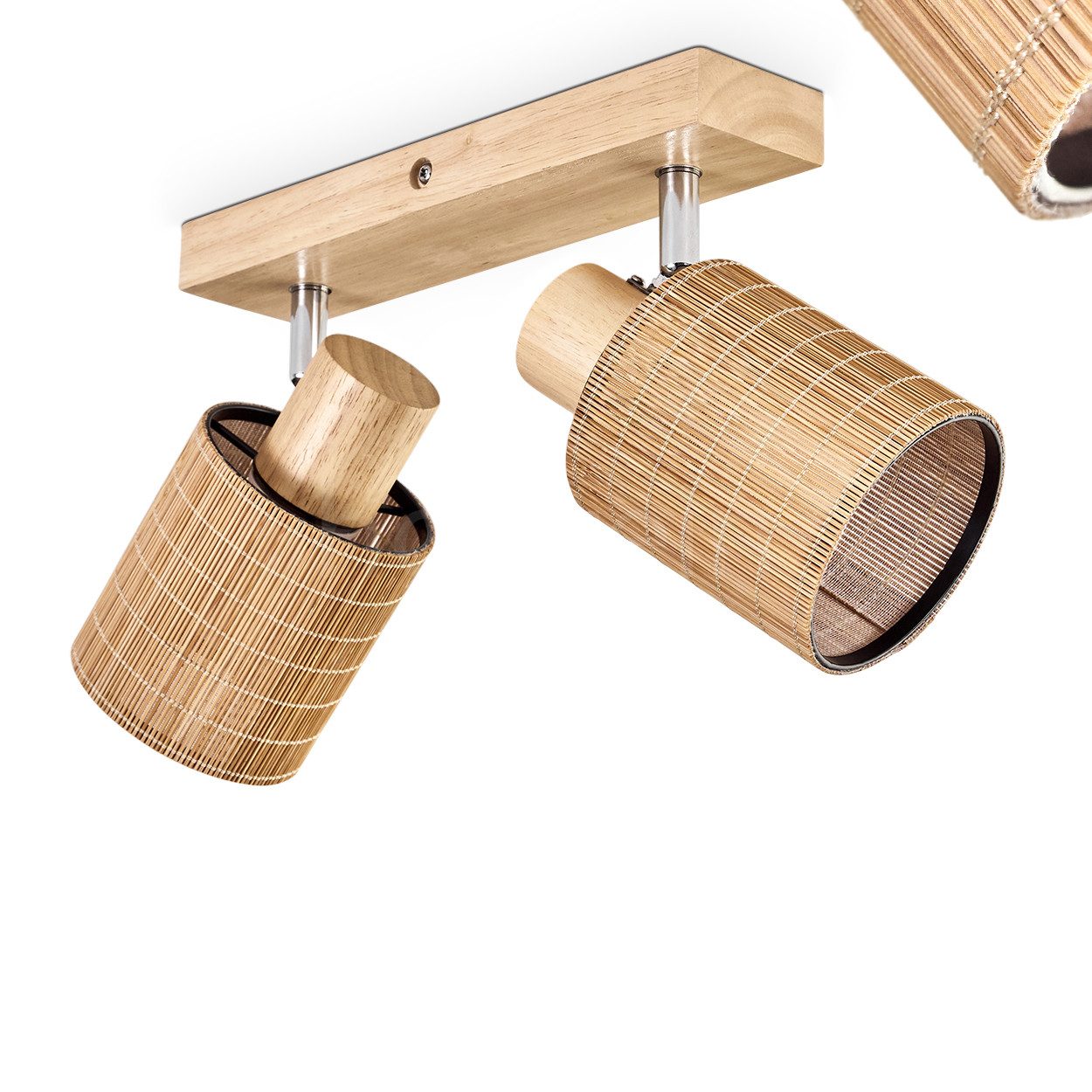 hofstein Deckenleuchte Deckenlampe aus Holz/Metall/Bambus in Naturfarben/Ch günstig online kaufen