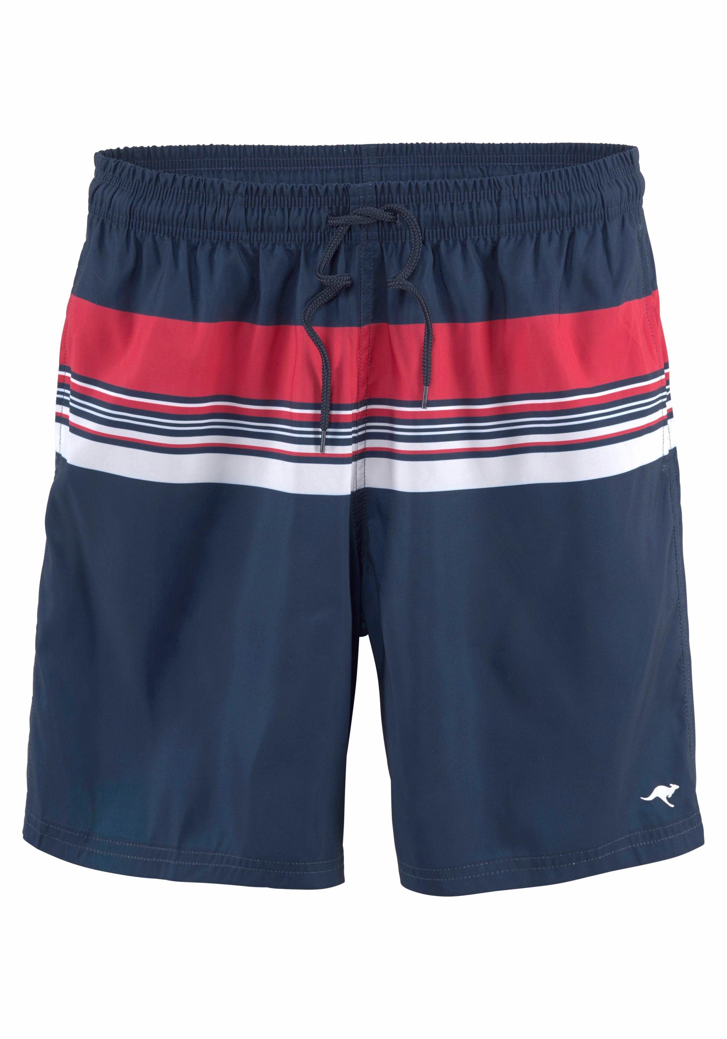 KangaROOS Badeshorts mit marine-rot Streifen