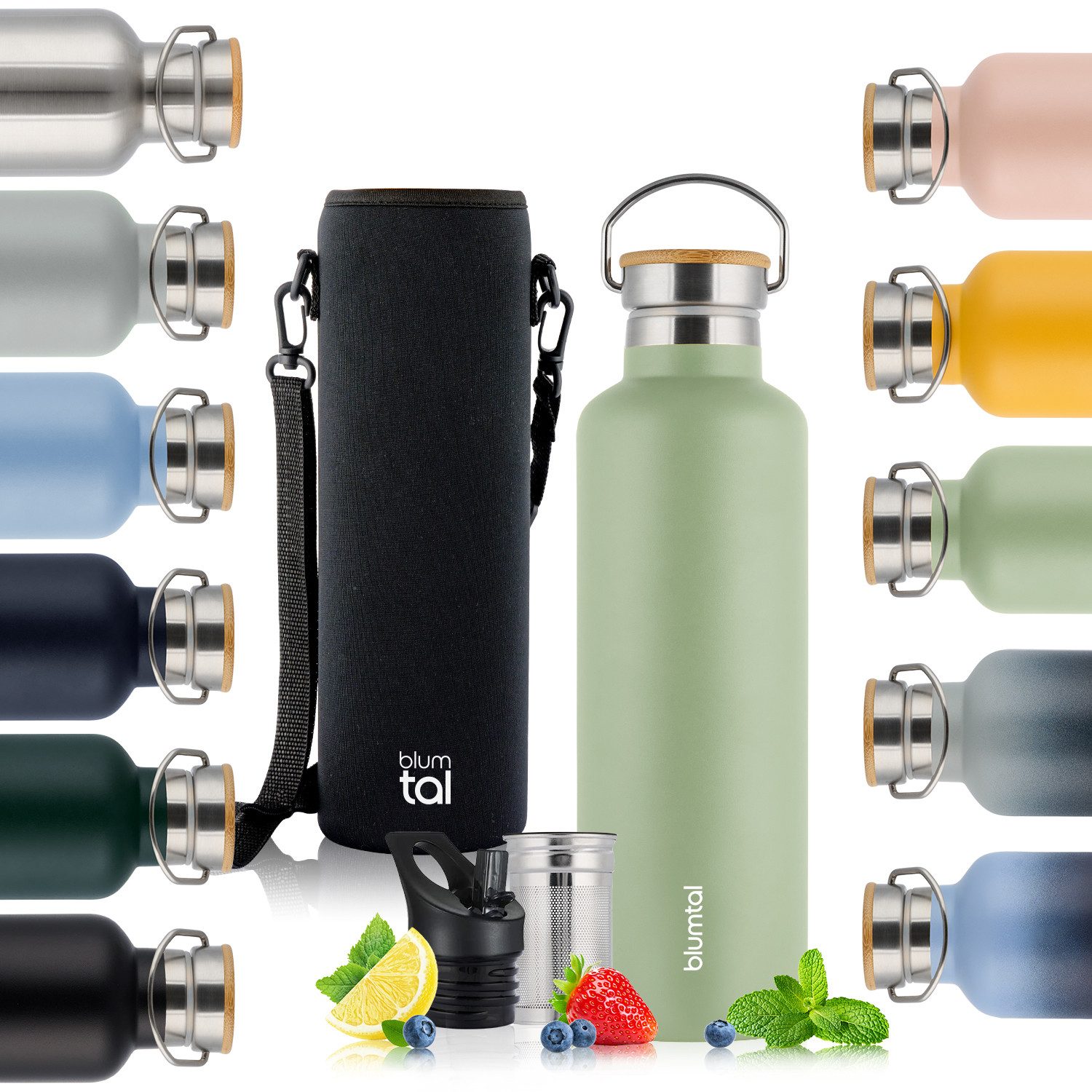 Blumtal Thermoflasche Thermosflasche 1L - doppelwandige Flasche Edelstahl 1L - BPA frei