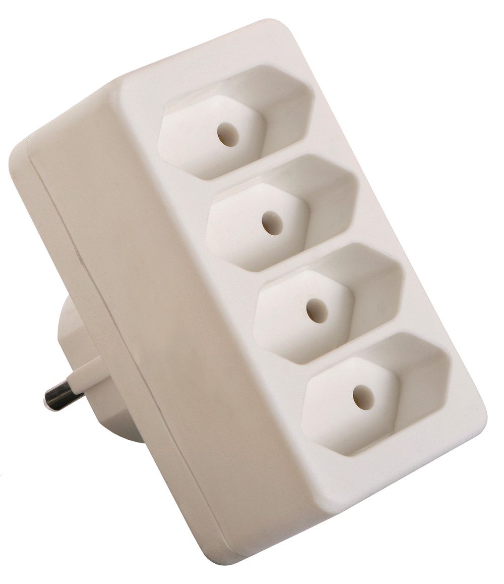 as - Schwabe Euro-Multistecker 4-fach, IP20, 230V, 16A Steckdosenleiste 4-fach (Schutzkontaktstecker)