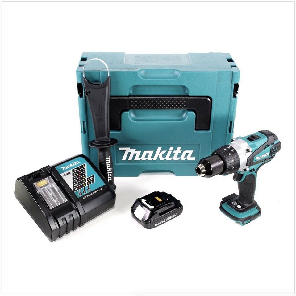 Thumbnail - Makita Säulenbohrmaschine DDF 458 RA1J Akku Bohrschrauber 18 V 91 Nm + 1x Akku 2,0 Ah + Ladeger
