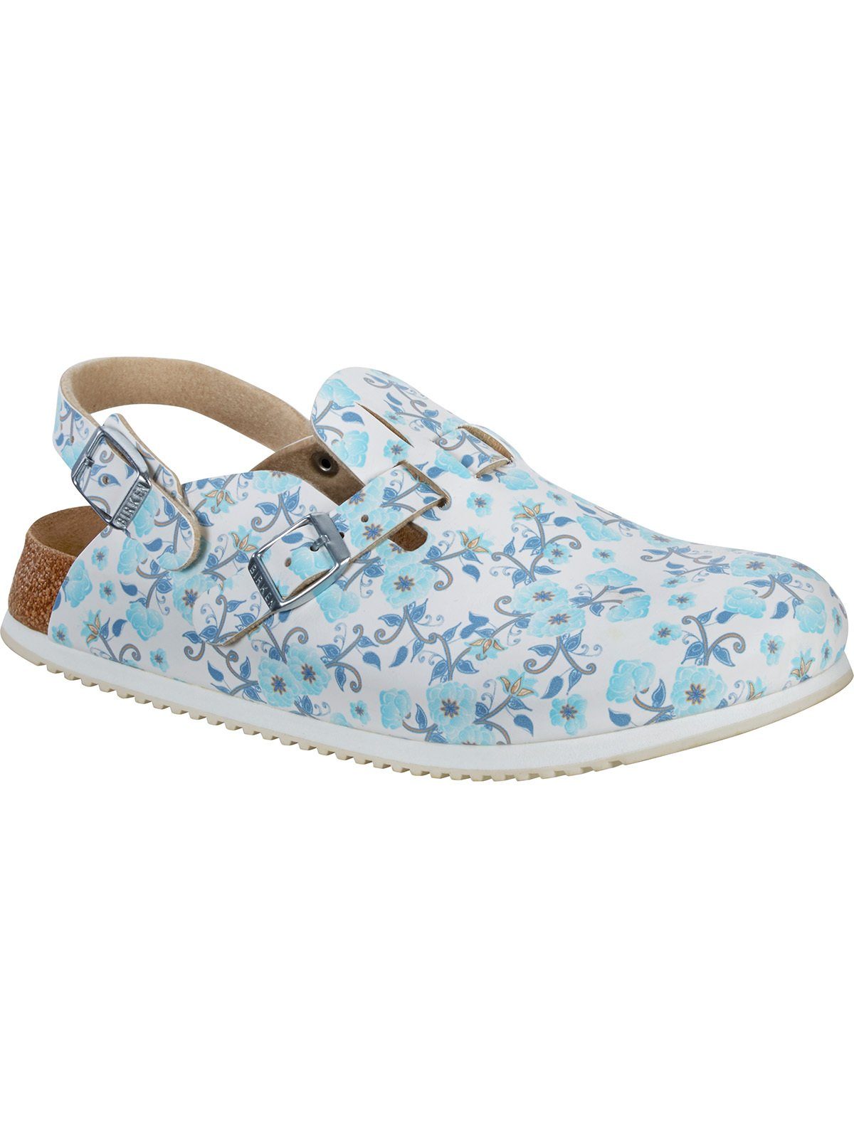 weiß-hellblau-geblümt Birkenstock Blooming Roses Kay SL Pantolette