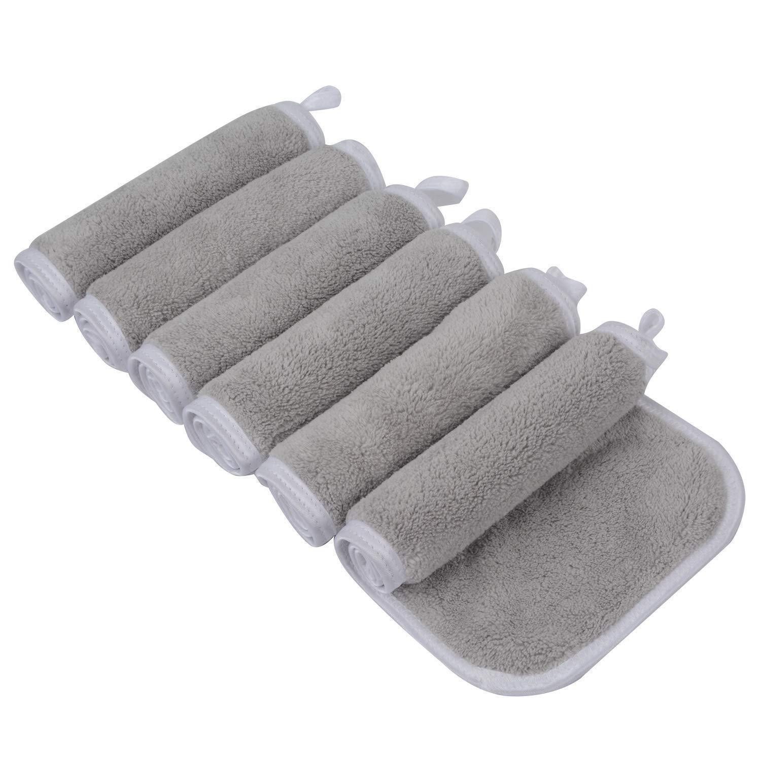 Gesichtsreinigungstücher Waschlappen Microfaser Frottee hellgrau 1 stück (6er Pack)
