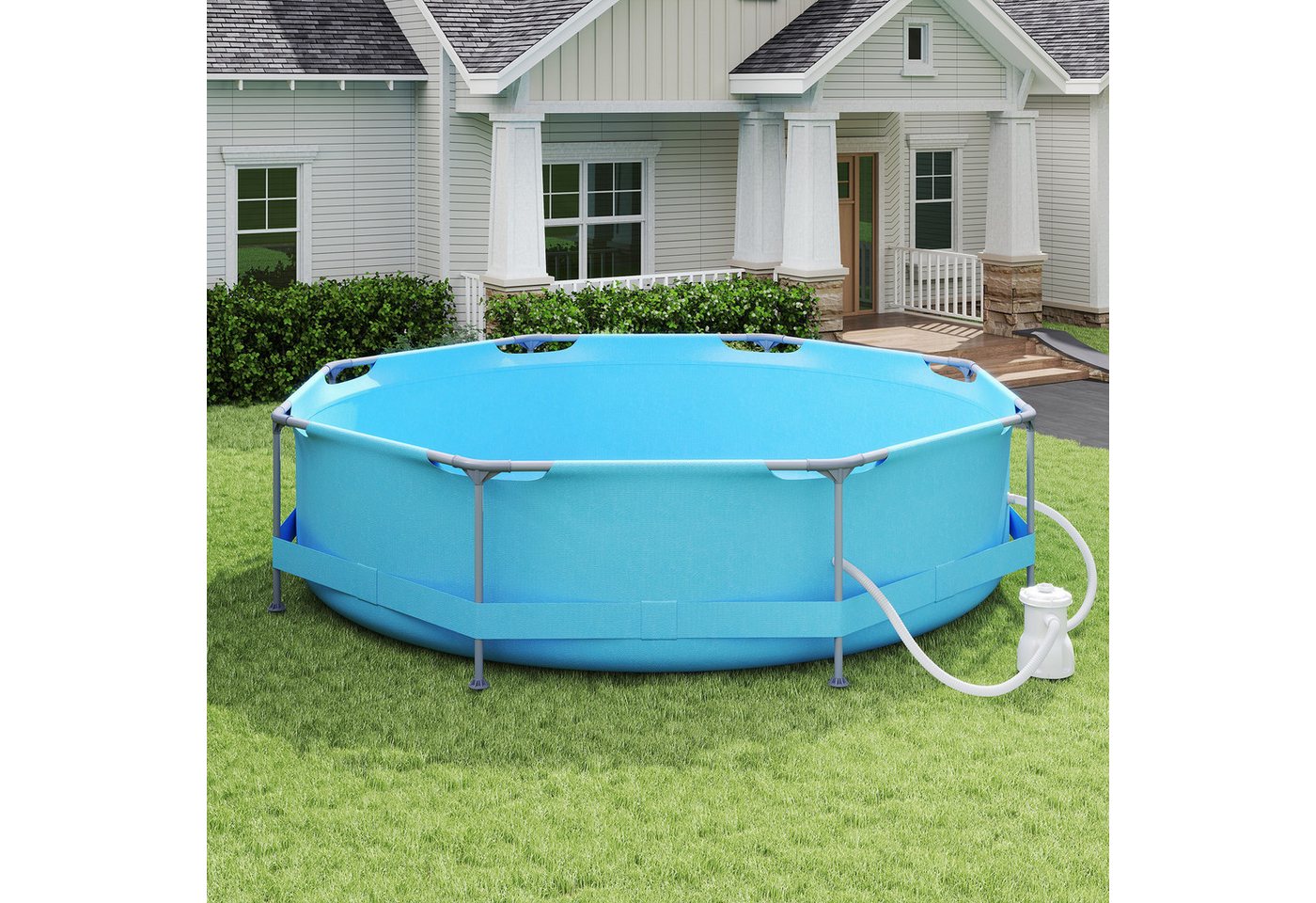 Thumbnail - COSTWAY Gartendusche, Aufstellpool 300x76cm mit Filterpumpe, 4383L