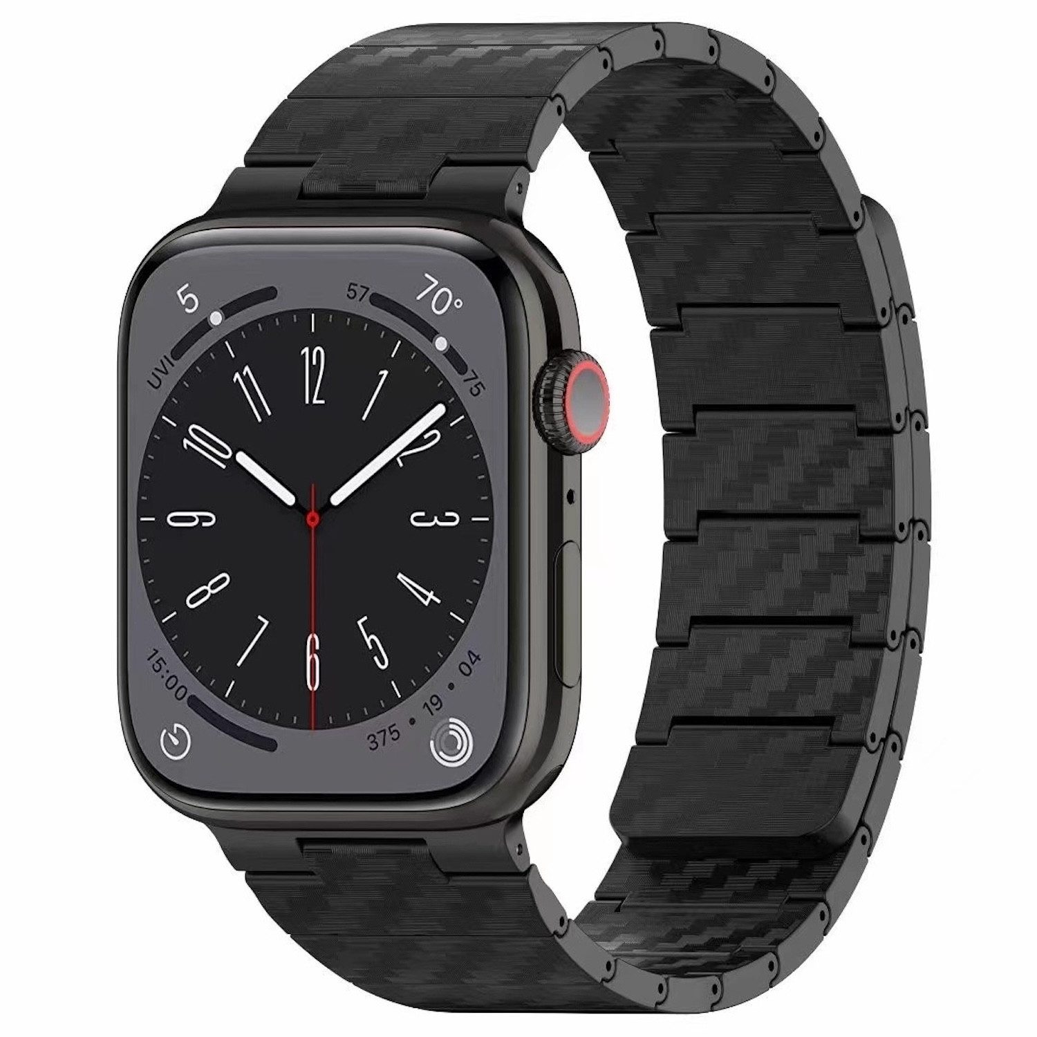 Wigento Smartwatch-Armband Für Apple Watch SE 2023 44mm Carbonfaser Magnetisches Armband Schwarz, Carbonfaser-Armband mit magnetischem Verschluss