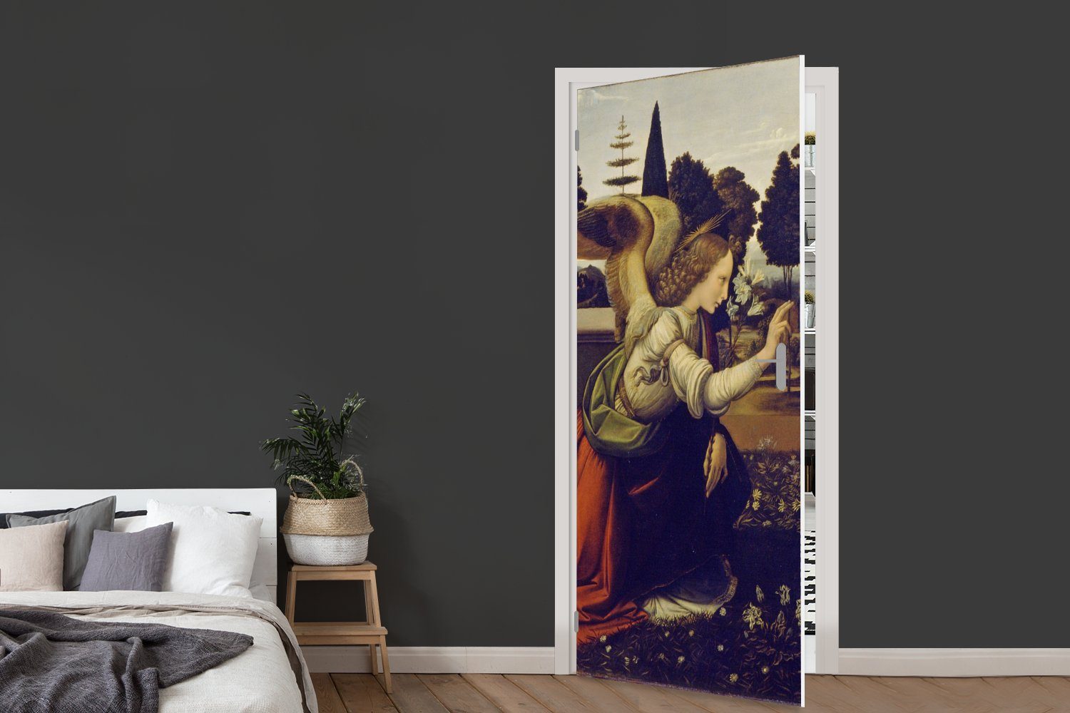 - St), (1 Vinci, für MuchoWow cm 75x205 bedruckt, Türtapete von da Leonardo Türaufkleber, Leonardo Fototapete Matt, Tür, Die Verkündigung