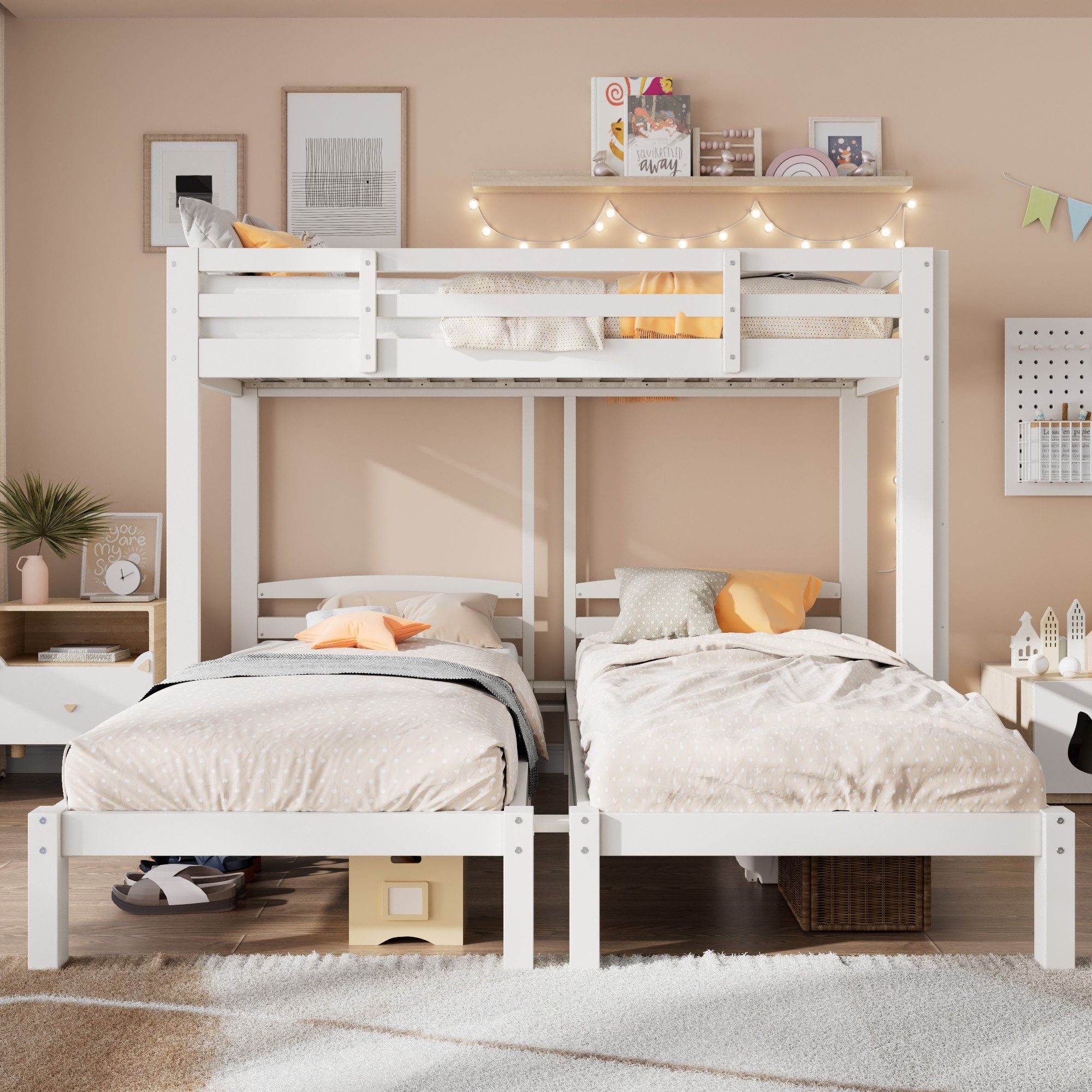 Merax Etagenbett (1-St), Holz Dreierbett Kinderbett günstig online kaufen