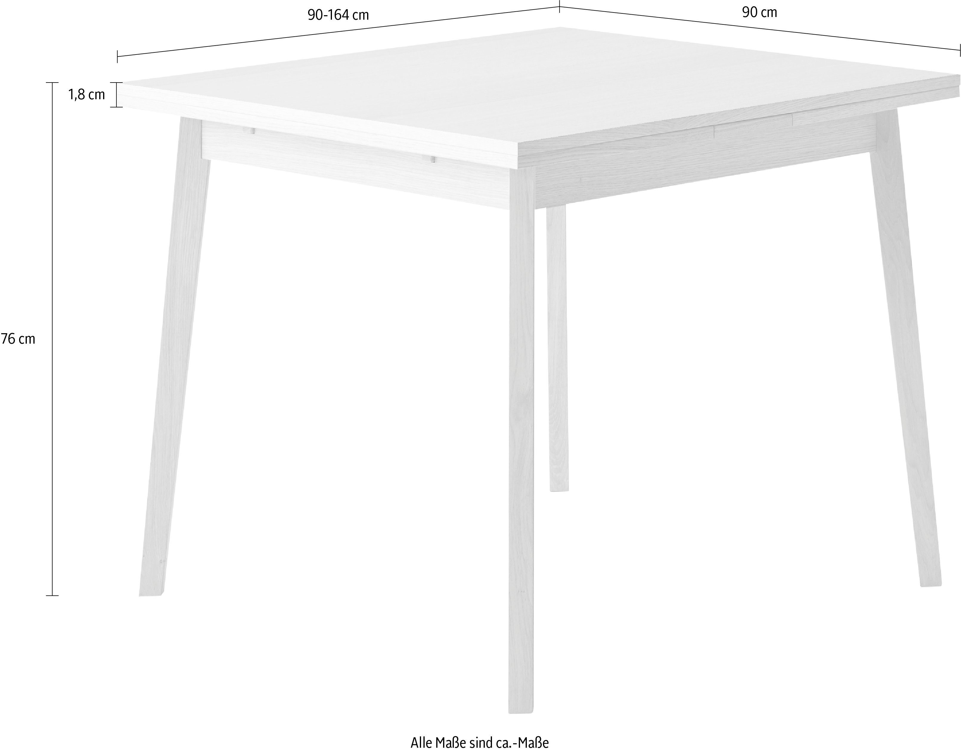 Tischplatte aus Gestell 90(164)x90 Hammel Furniture cm, Single, Hammel aus Naturfarben Esstisch Melamin, Basic by Massivholz