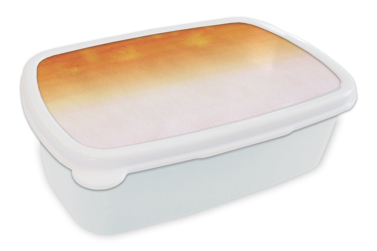 MuchoWow Lunchbox Aquarell - Jungs Orange, für und Brotbox (2-tlg), - Kinder für Kunststoff, Weiß Erwachsene, Mädchen und Brotdose