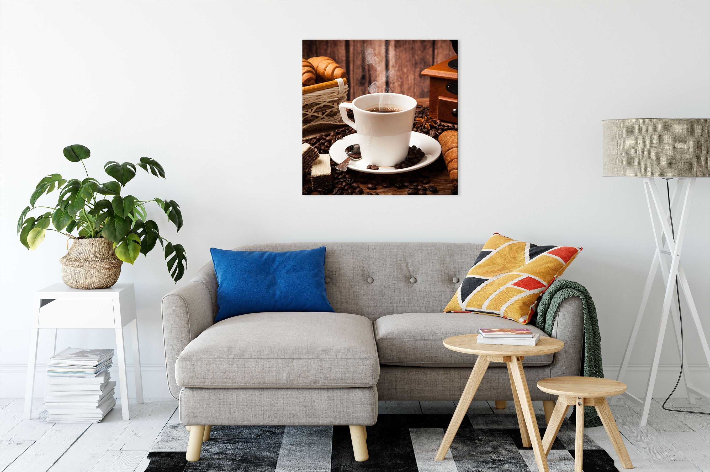 Pixxprint Leinwandbild heißer aufgebrühter Kaffee, St), fertig bespannt, Kaffee inkl. heißer (1 Leinwandbild Zackenaufhänger aufgebrühter