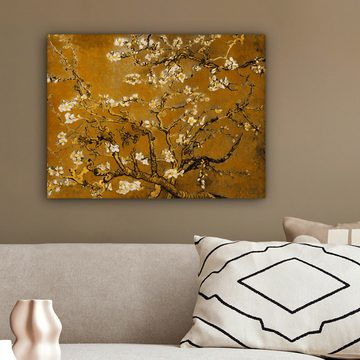 OneMillionCanvasses® Leinwandbild Mandelblüte - Kunst - Van Gogh - Gold, Vincent van Gogh (1 St), Wandbild Leinwandbilder, Aufhängefertig, Wanddeko 40x30 cm