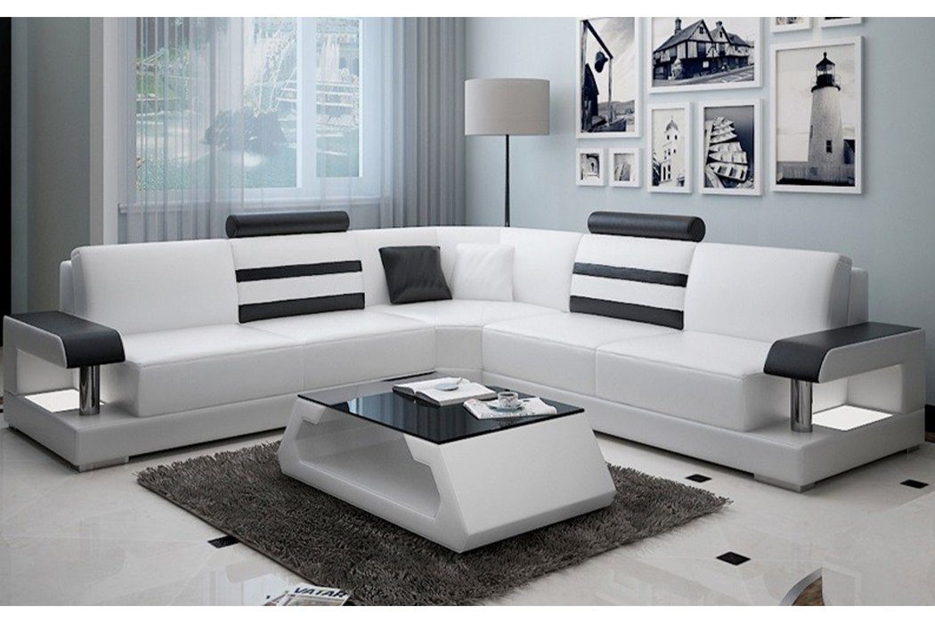 JVmoebel Ecksofa Ecksofa Leder Sofa Couch Polster Wohnlandschaft Garnitur L Form, Made in Europe
