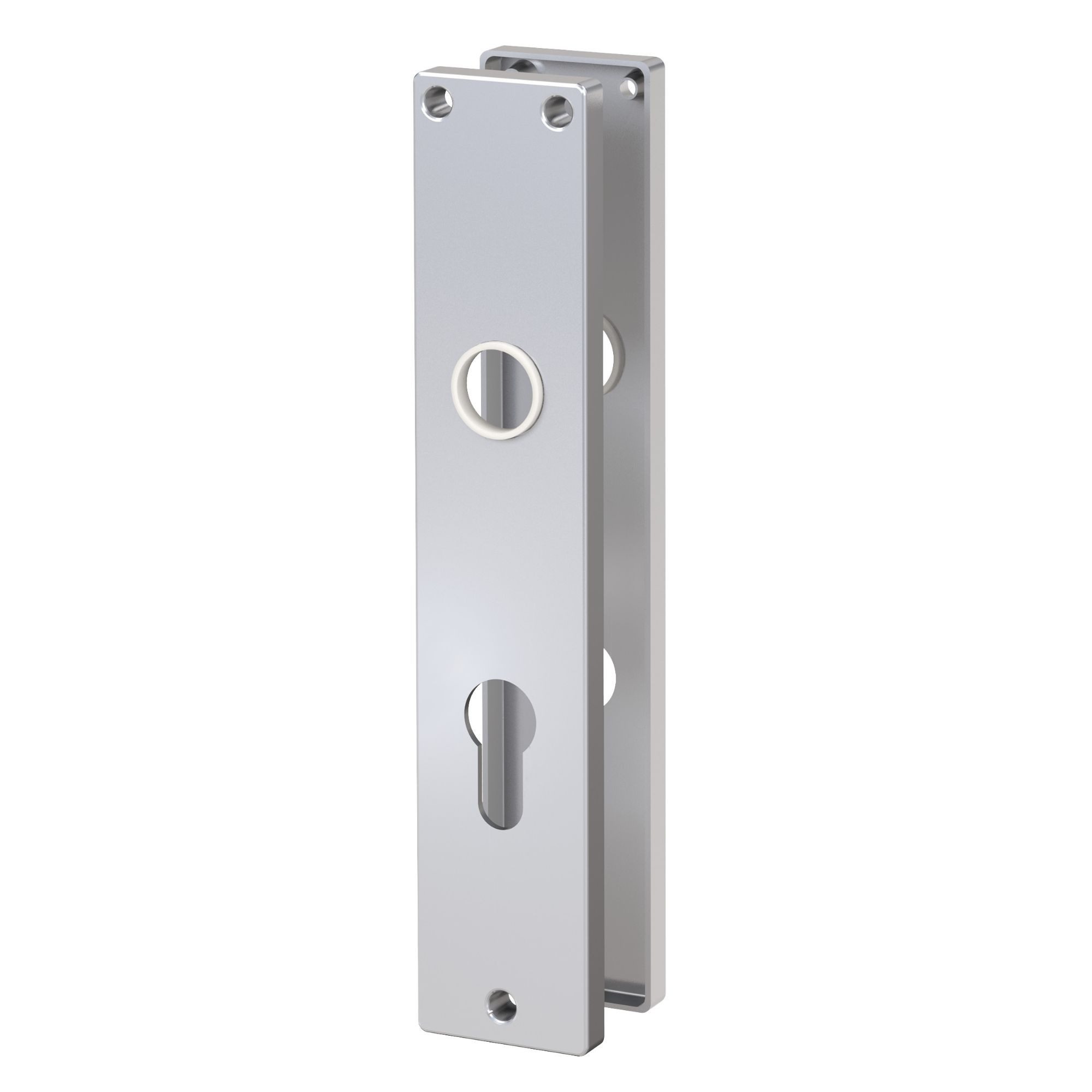 BASI Drückergarnitur Langschild-Garnitur (Packung), Langschildpaar Aluminium F1, eckig, Profilzylinder Lochung
