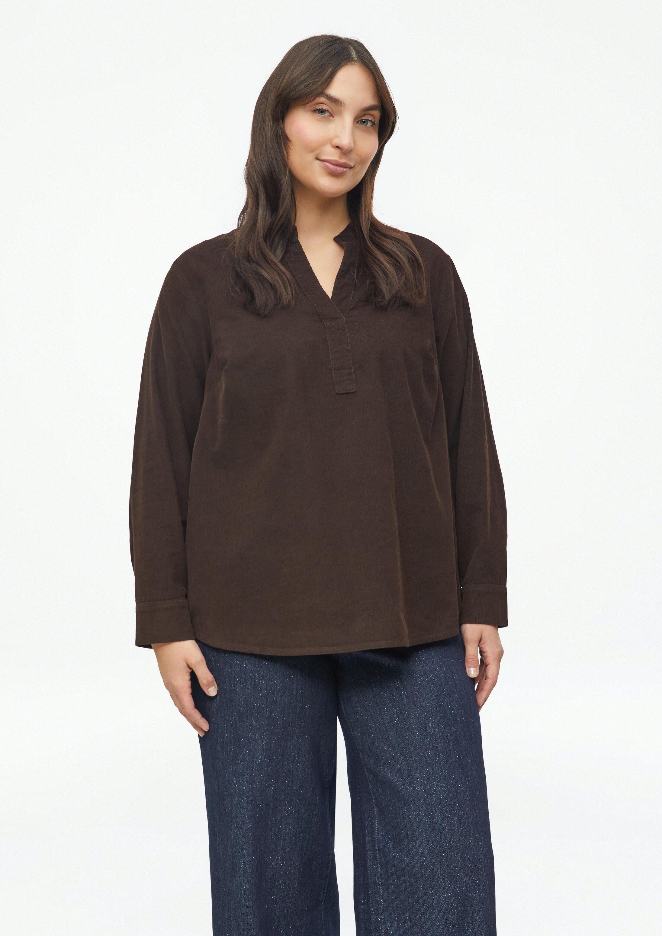 s.Oliver Langarmbluse Bluse Feincord-Bluse mit Stehkragen