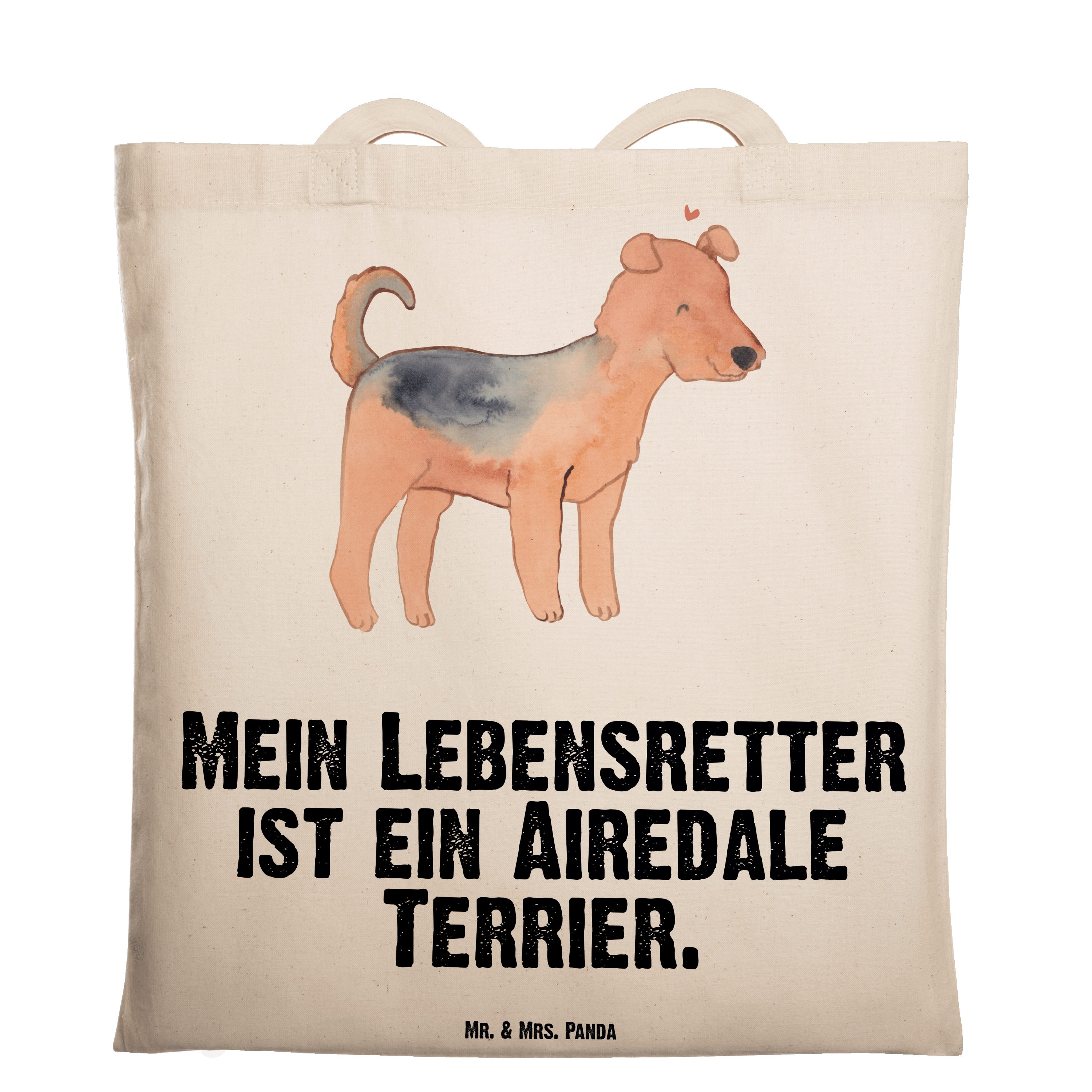 & Panda - Rassehund, Lebensretter Geschenk, Mrs. Tragetasche (1-tlg) Transparent - Mr. Airedale Be Terrier