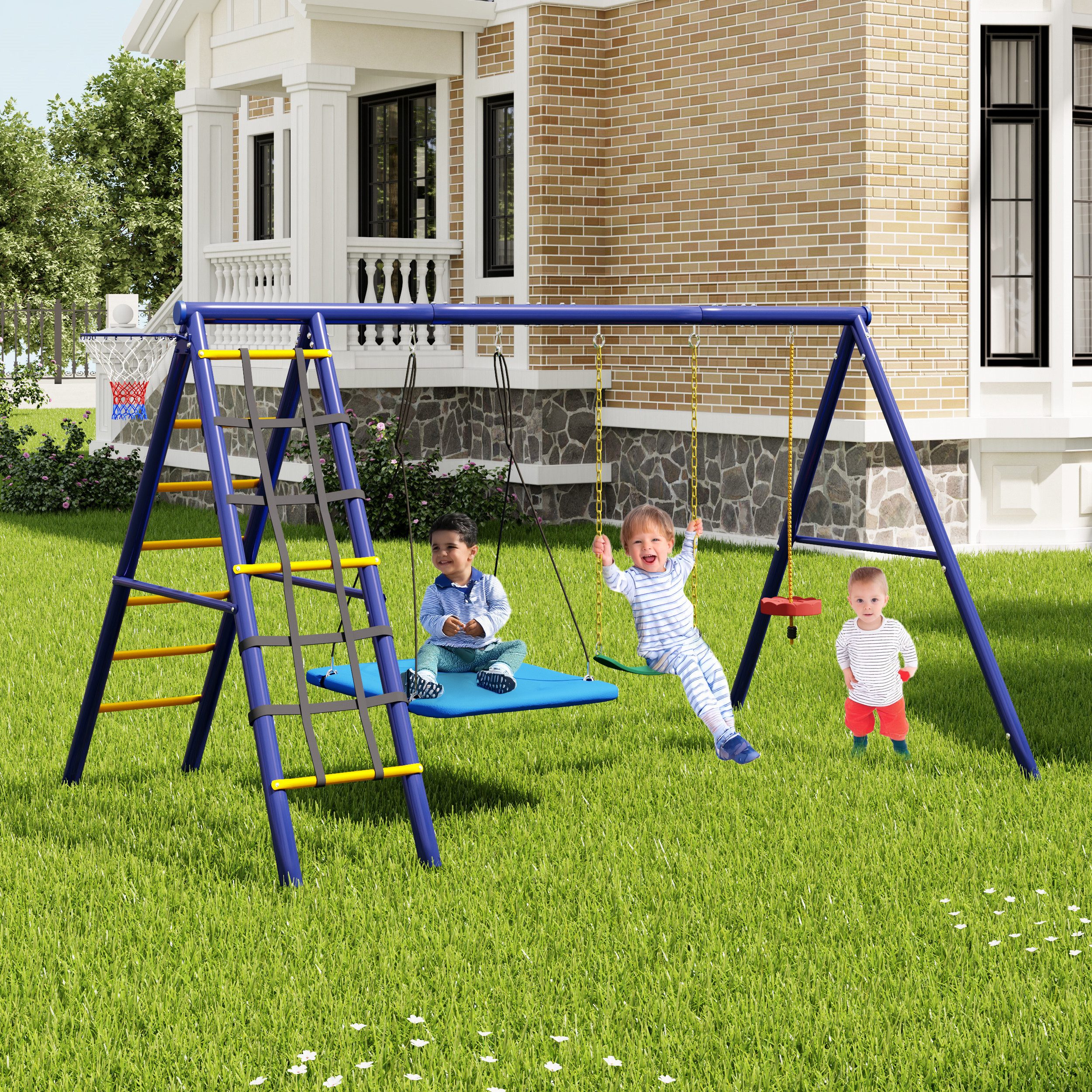 Merax Schaukelgestell 8-in-1 Outdoor-Schaukel-Set höhenverstellbar, (1-tlg) günstig online kaufen