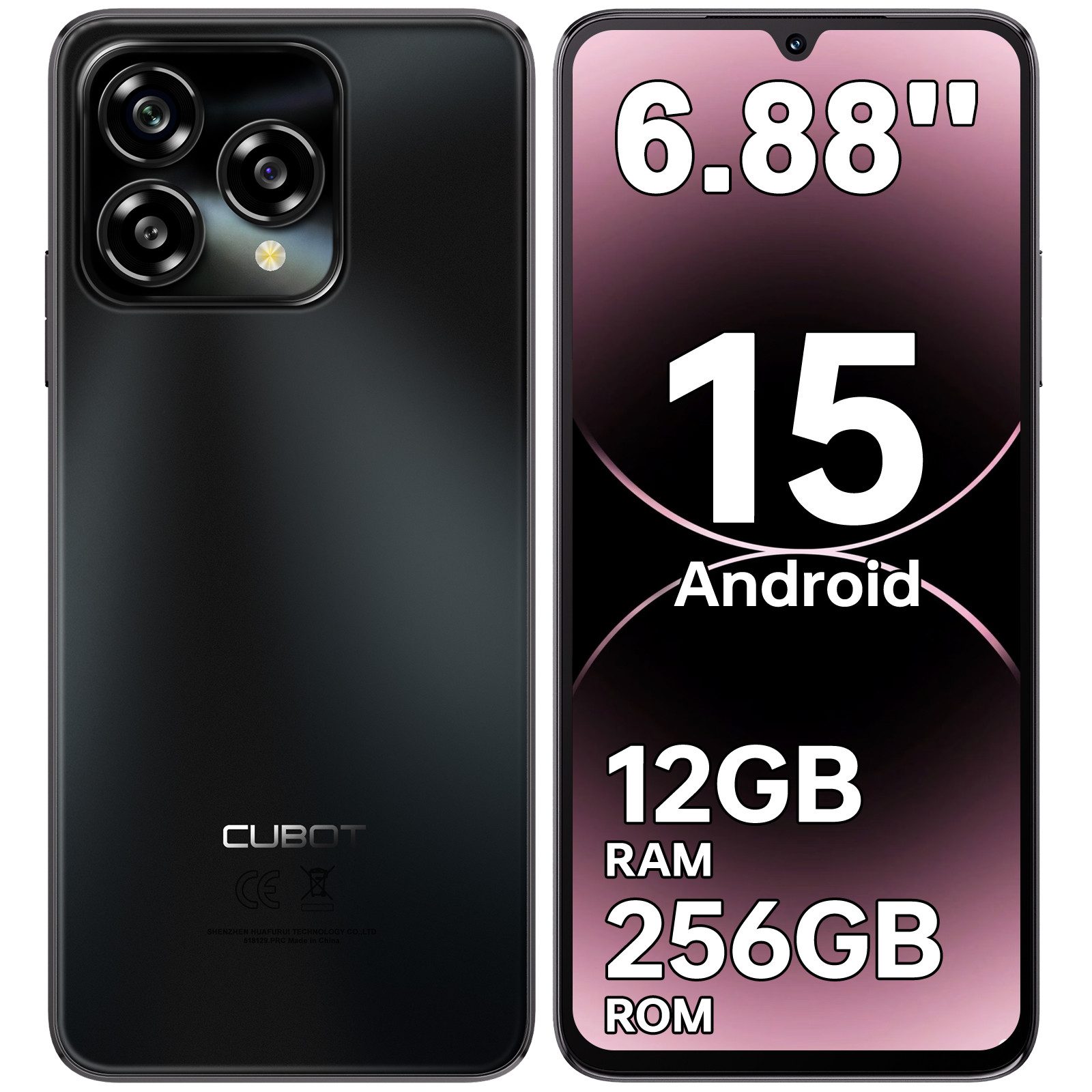 Cubot A40 12+256GB Android 15 Smartphone (17,47 cm/6.88 Zoll, 256 GB Speicherplatz, 48 MP Kamera, 5100mAh, 6.88" HD+ 120Hz, NFC, Face ID, OTG, GPS)
