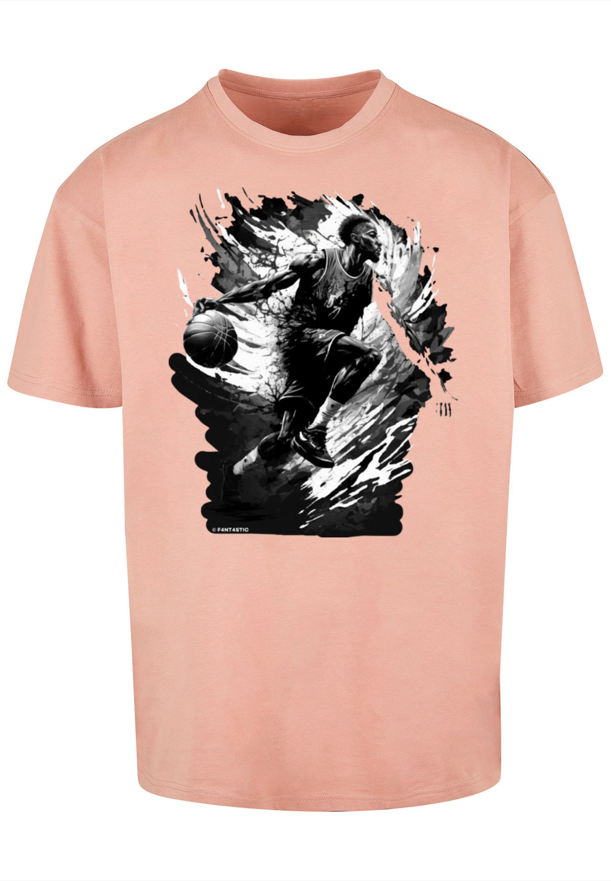 F4NT4STIC OVERSIZE Splash amber TEE T-Shirt Sport Basketball Print
