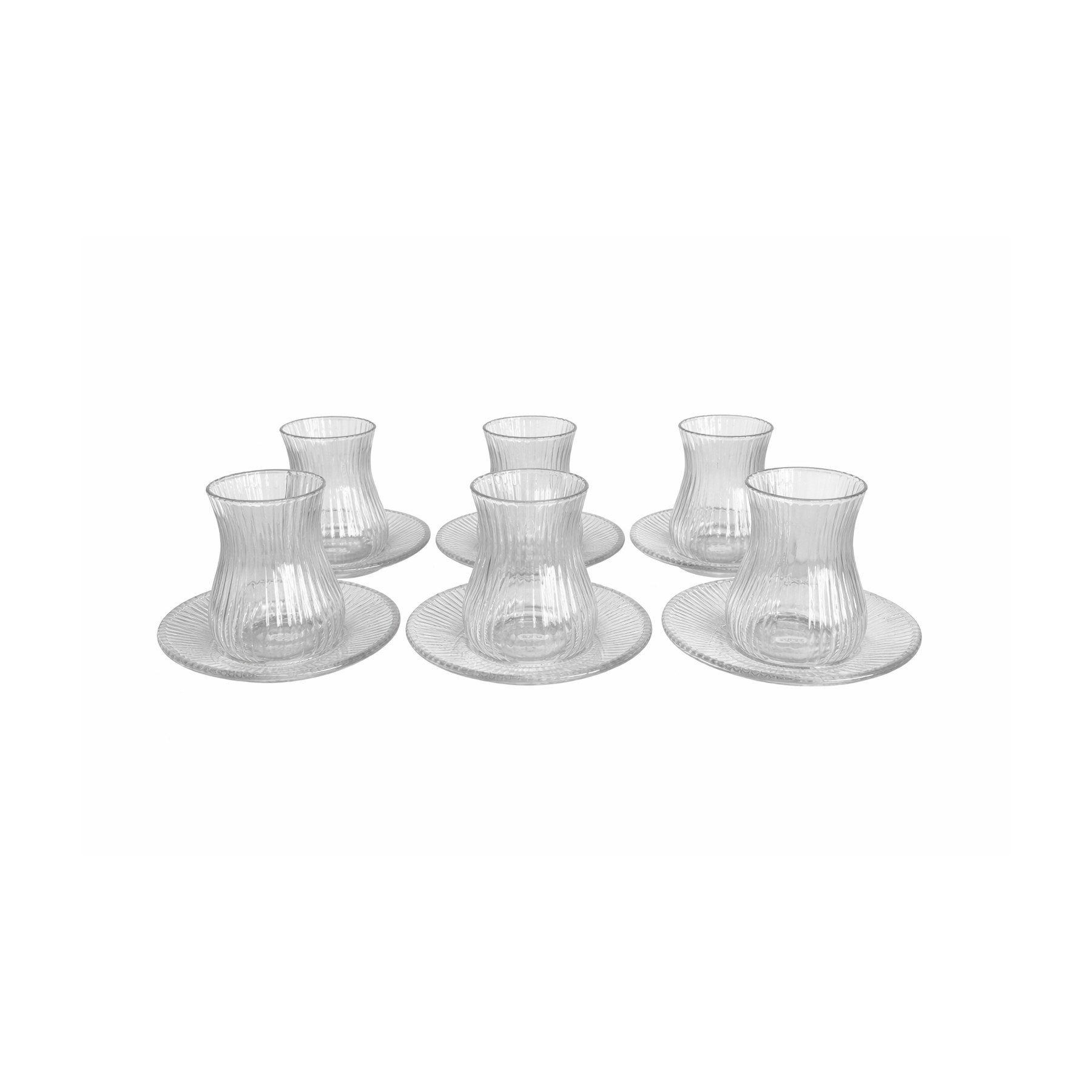Mulex Teeglas Set inklusive Untersetzer geriffeltes Glas, 12-tlg., Glas, ideal zum Ramadan