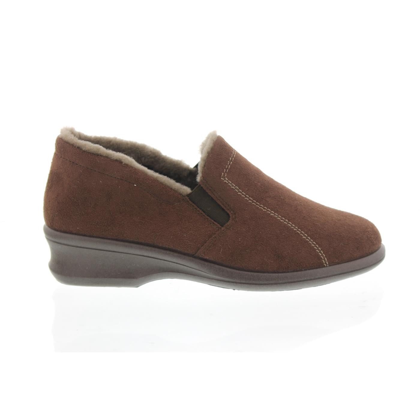 Rohde Farun, Microvelour, espresso, Lammfellfutter, Weite F 1/2, 40mm Hausschuh