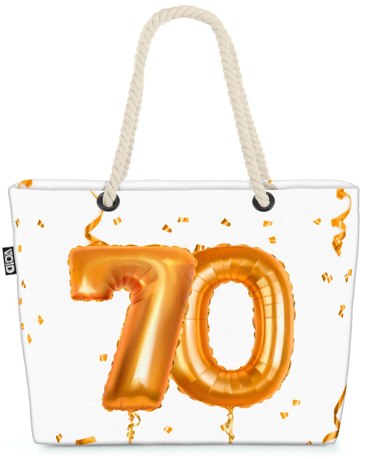 VOID Strandtasche (1-tlg), Party Ballons Feiern 70 Jubiläum Kranz Geburtstag Hochzeit Jahreszahl