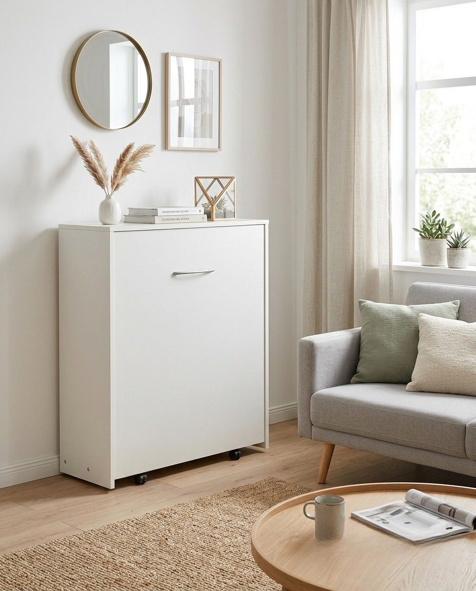 Home affaire Schrankbett Sognum als Gästebett nutzbar, Wandklappbett in Kommodenoptik inkl. Matratze, platzsparendes Klappbett, optimal für kleine Räume