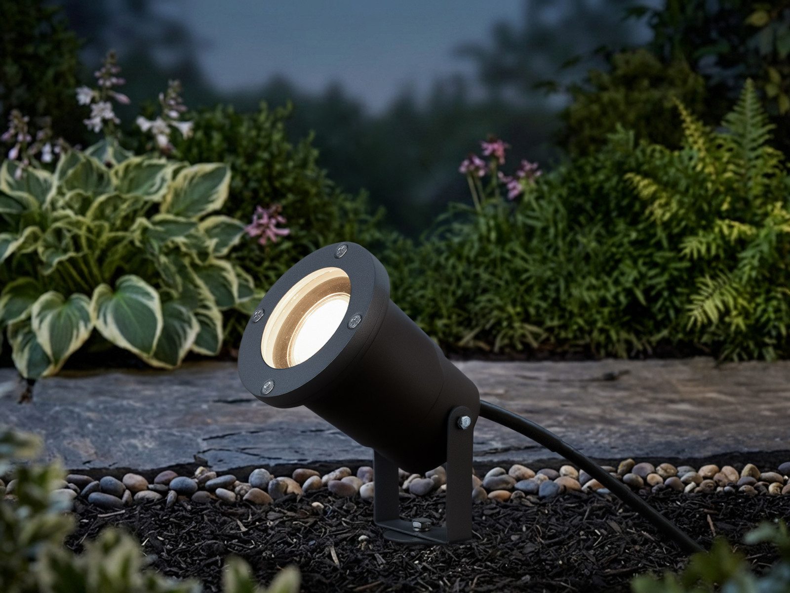 TRIO Leuchten LED Gartenstrahler, LED wechselbar, Warmweiß, Erdspieß-strahler Garten beleuchten Gartenleuchten Strom IP 65, H 11cm