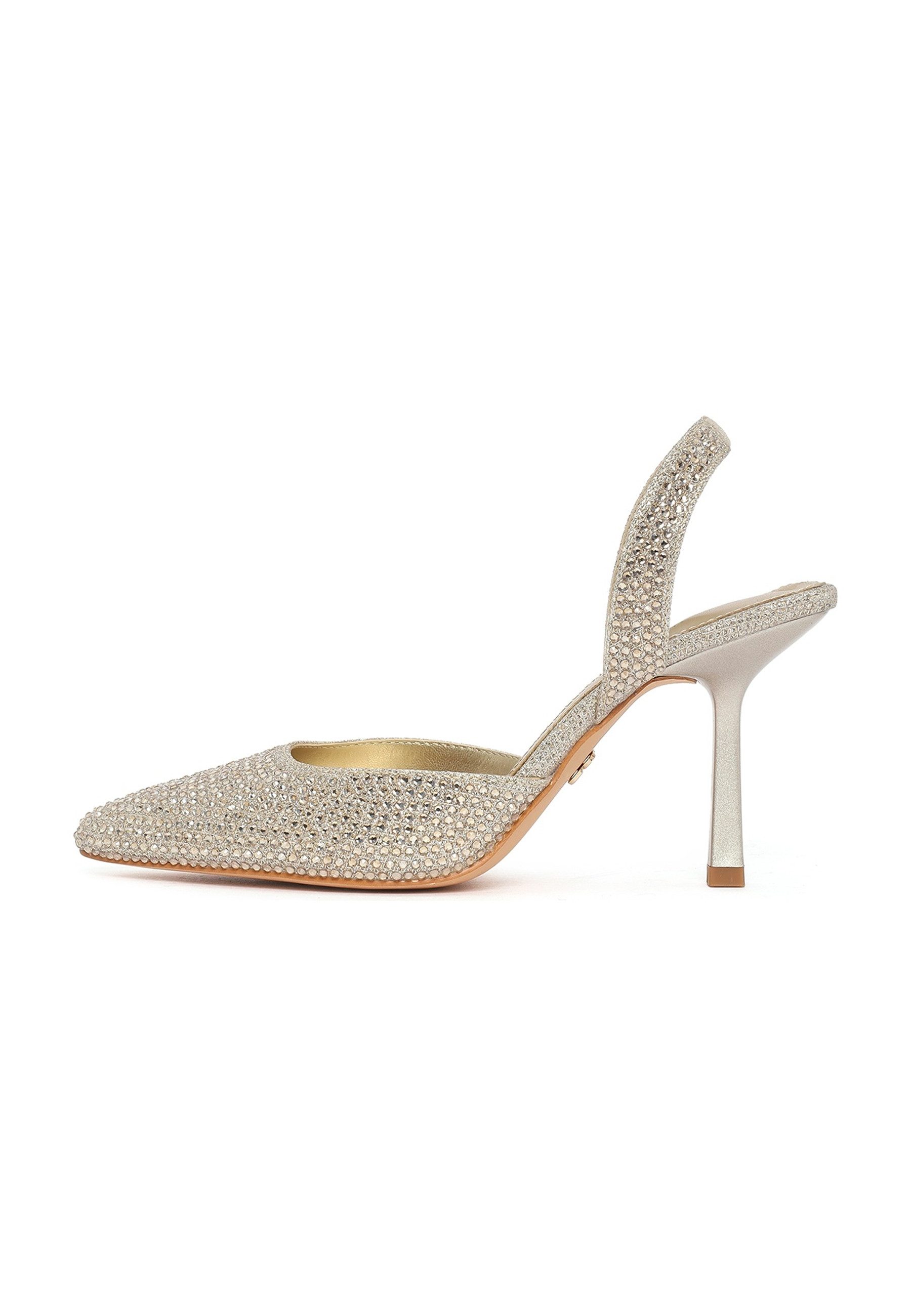 Derimod Slingback-Pumps aus Kunstleder mit hohem Absatz mit Strass-Details Pumps