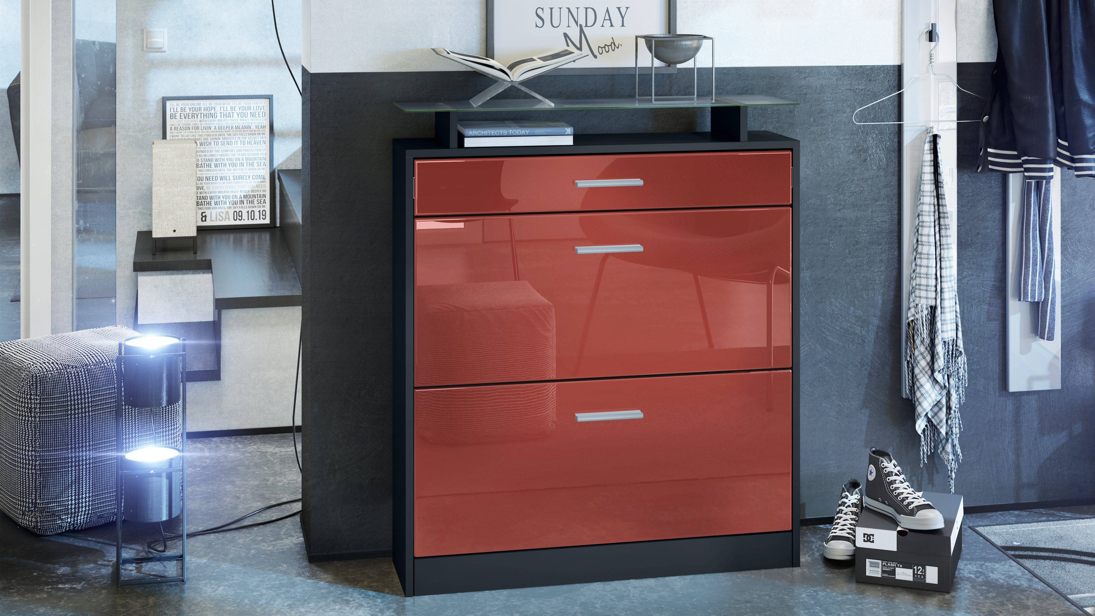 Vladon Schuhschrank Loret (hängender Schuhkipper für 16 Paar Schuhe, mit 2 günstig online kaufen