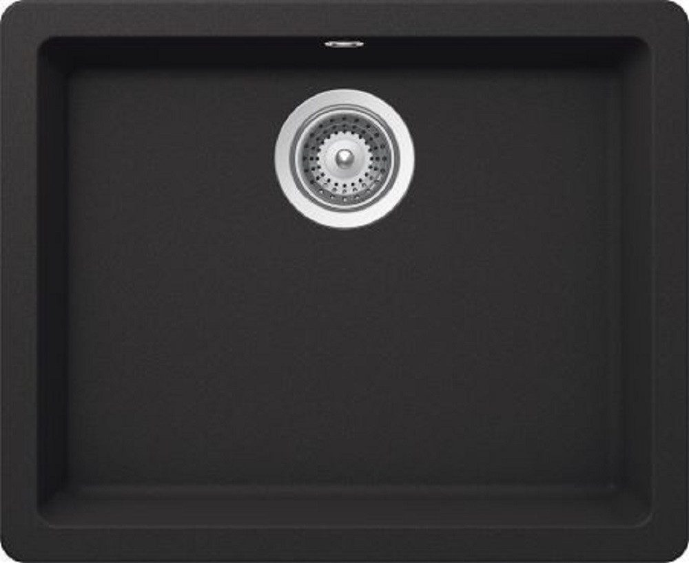 Victory Granitspüle S550 in deep Black 550 x 430 mm in Drehexcentergarnitur in Chrom