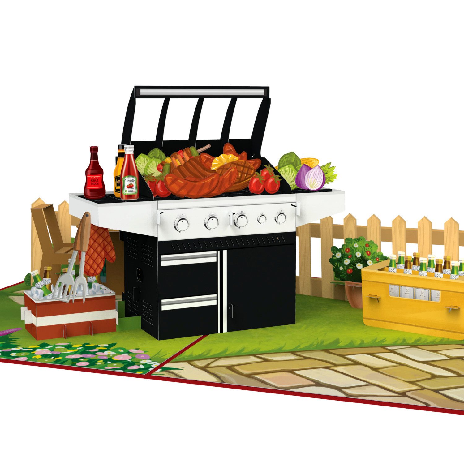 papercrush Geburtstagskarte Gasgrill, Pop-Up Karte Geburtstag für Männer, Handgemacht, Lasergeschnitten