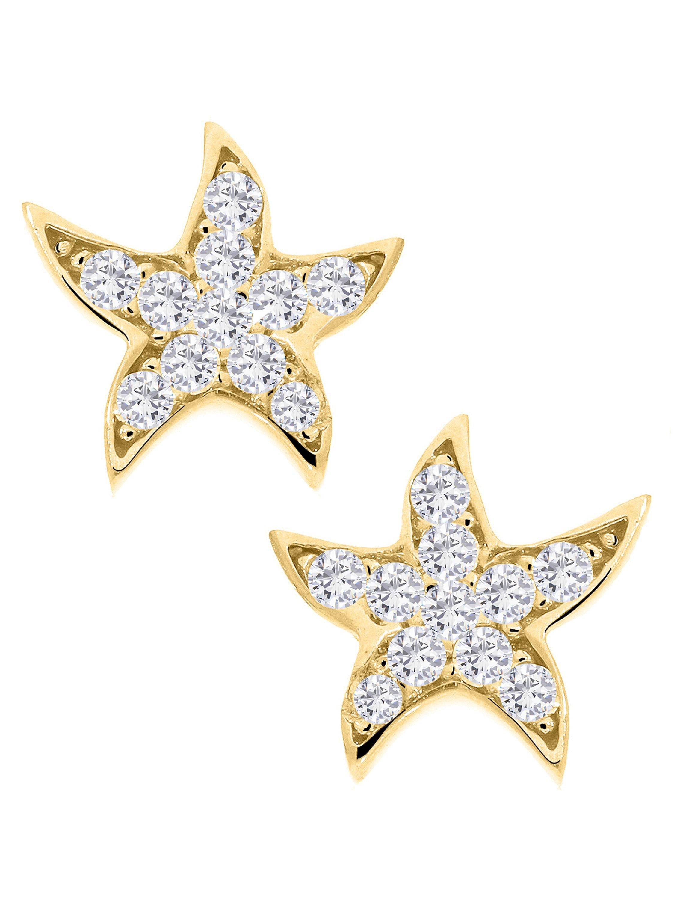 My Gold Paar Ohrstecker Damen Ohrringe Seestern Gelbgold 333 Gold (8 Karat) Zirkonia - Marisa (Set, 4-tlg., inkl. Schmuckbox), Geschenke