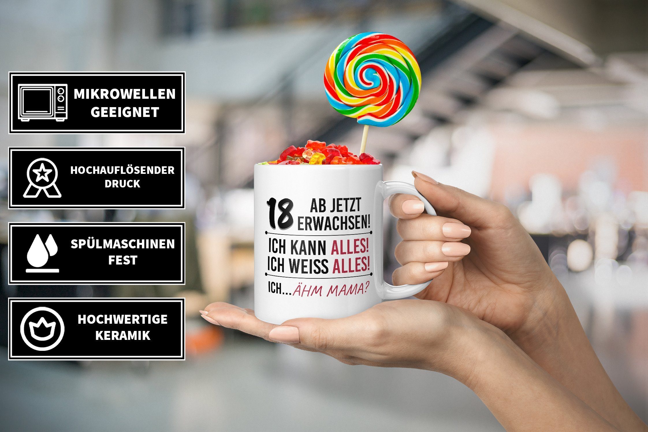 TassenTicker Tasse TassenTicker - jetzt erwachsen! Weiss Geburtstag Ab zum Geschenk - 18